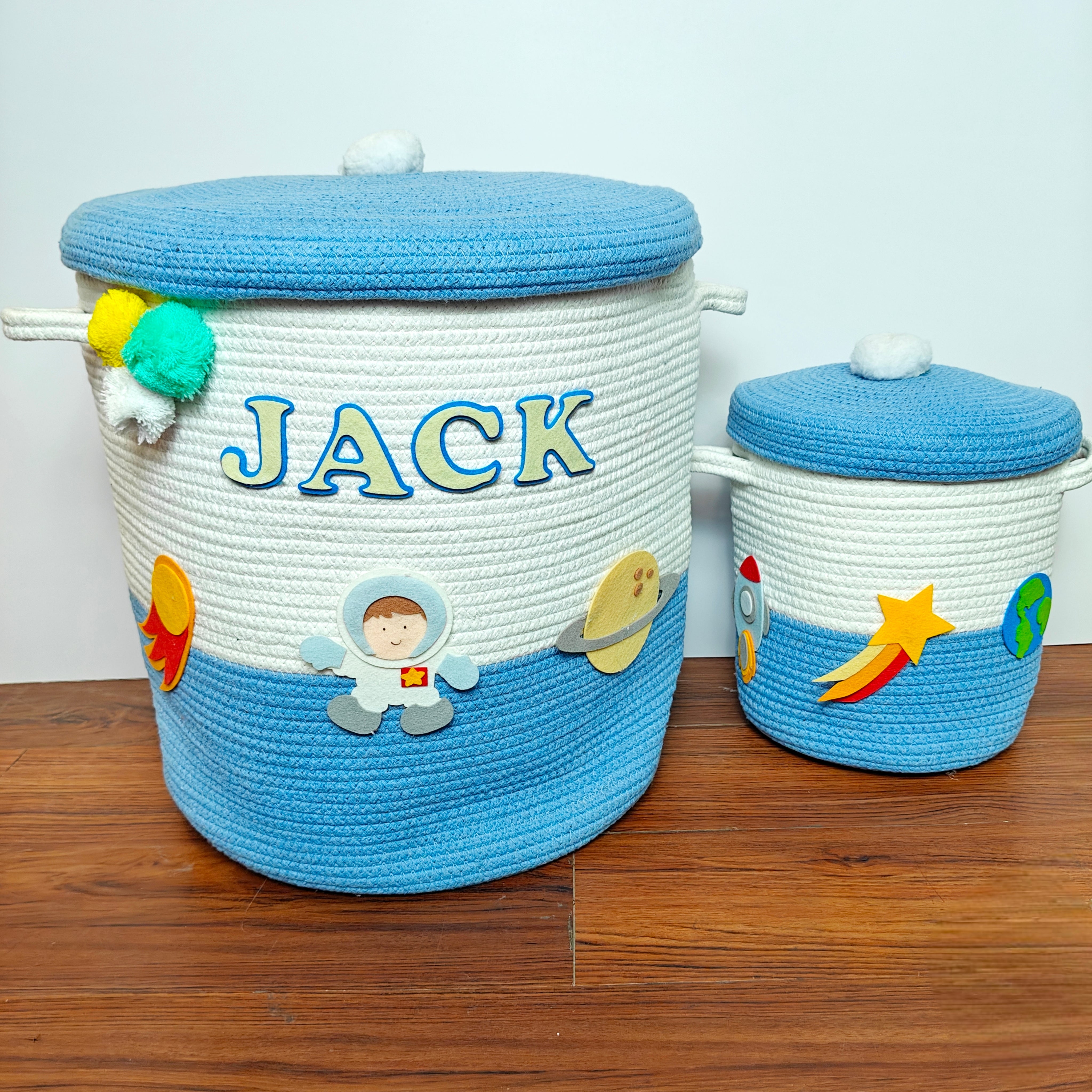 Jute Cotton Storage Basket with Lid - Little Voyager
