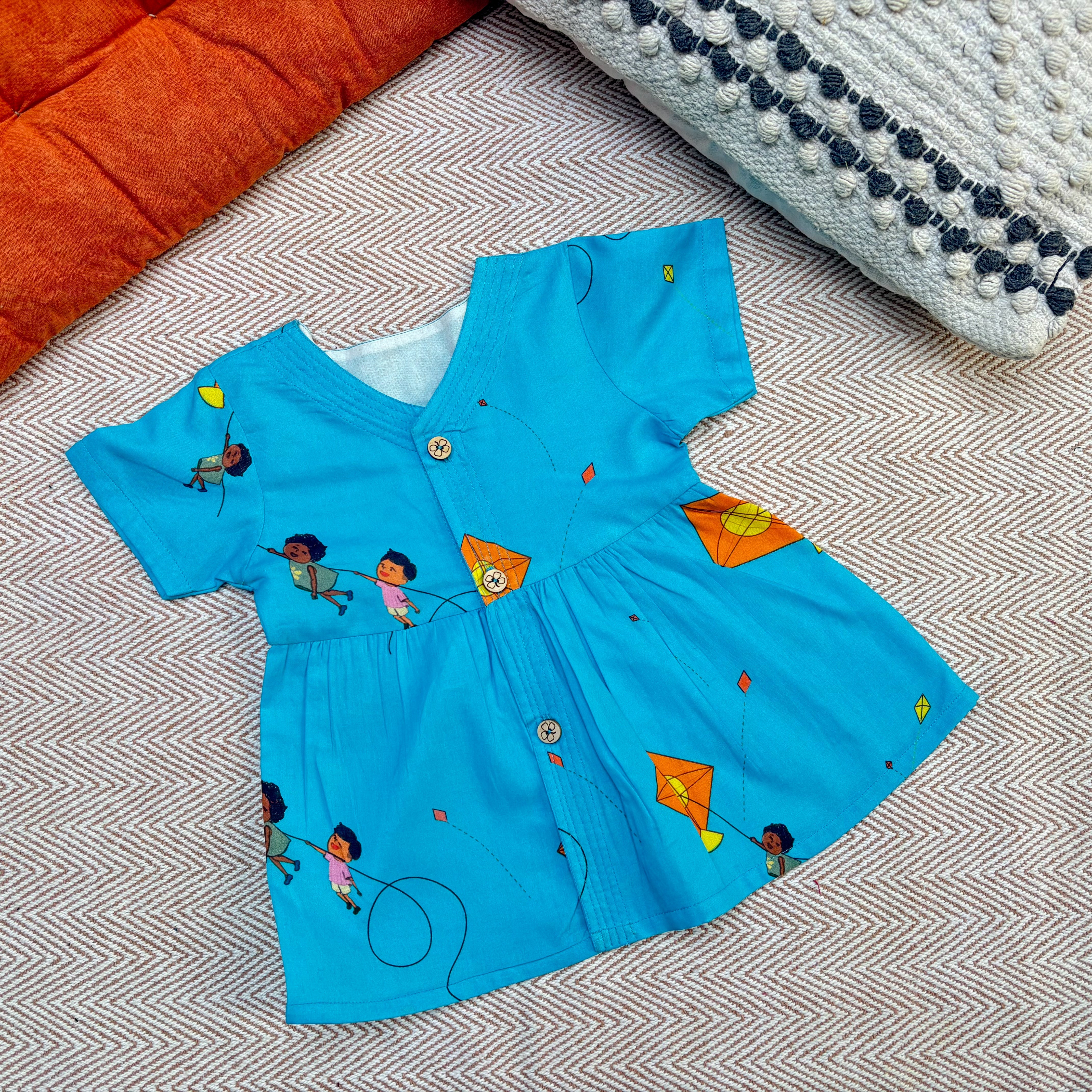 Kite Print - Organic Cotton Frock for Infants and Toddlers