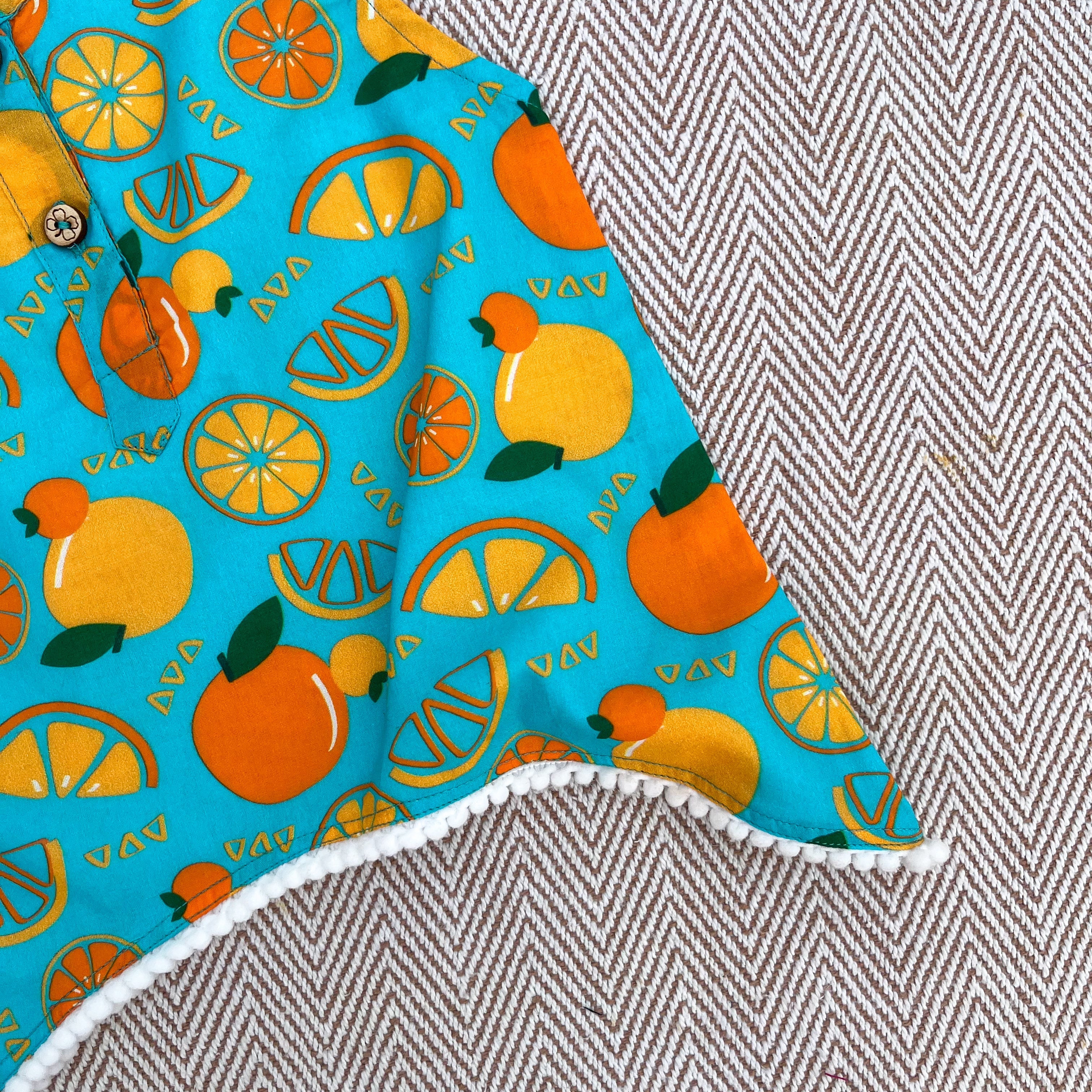 Organic Cotton 'Dancing Oranges' Kurta Set for Girls