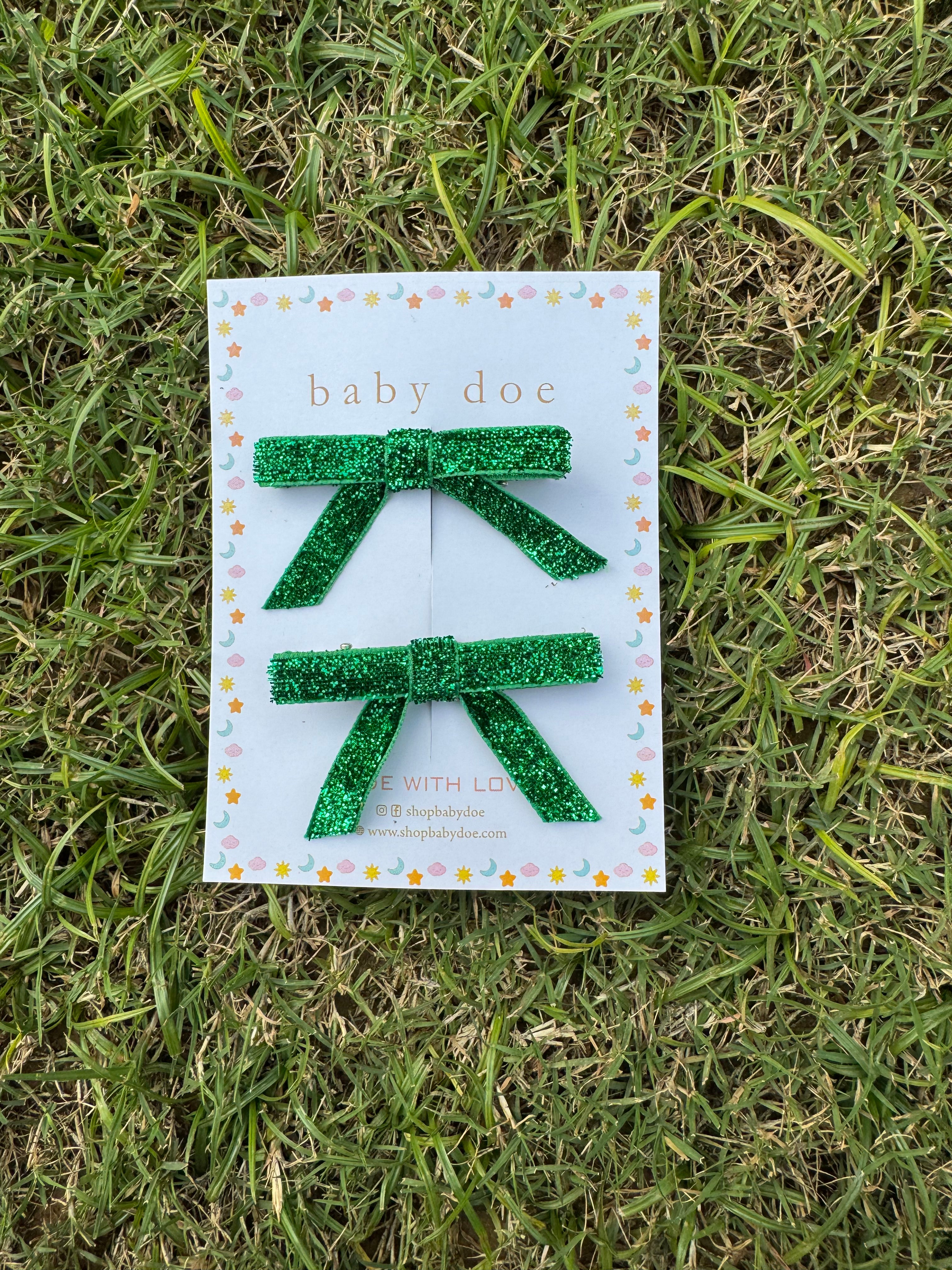 Green Glitter Bows