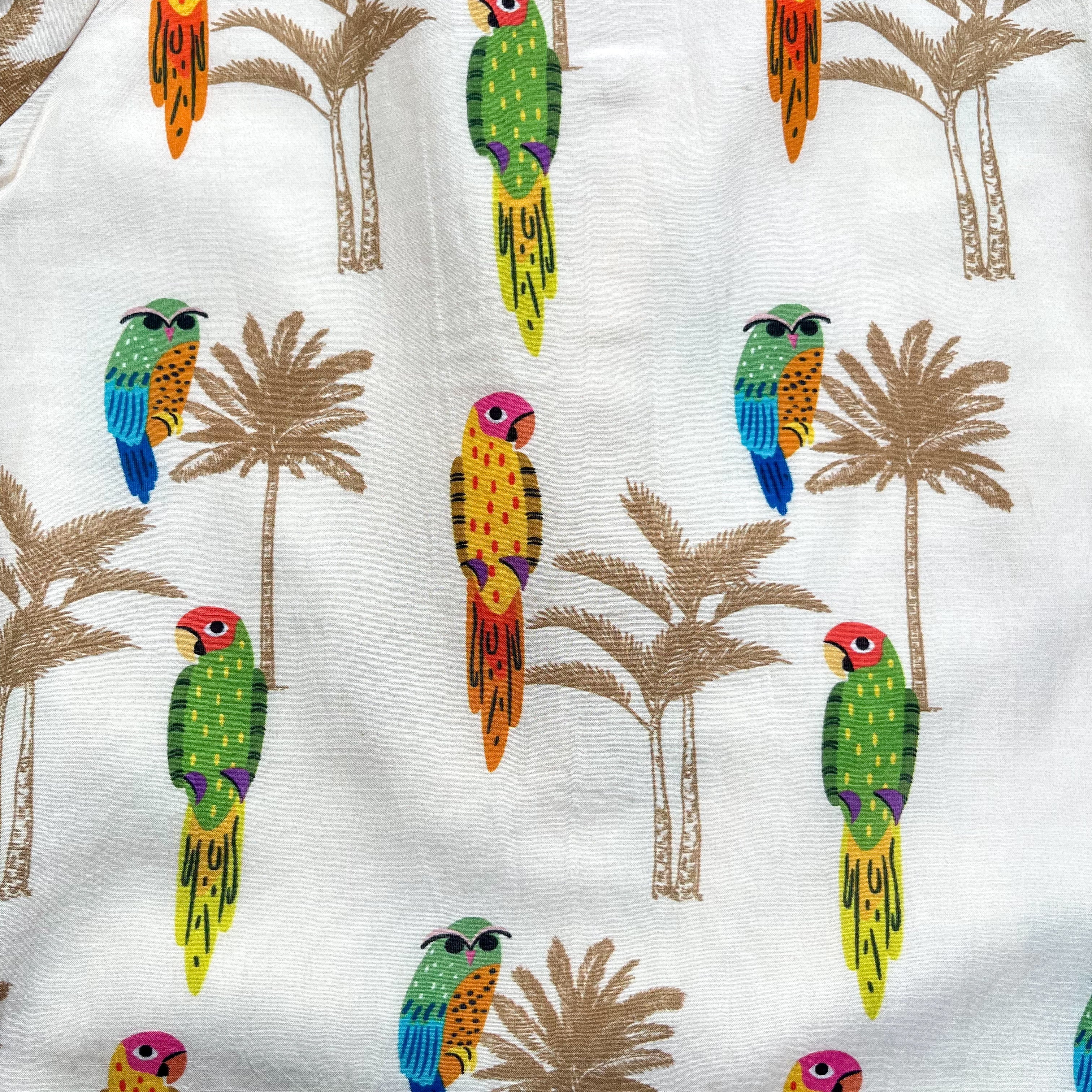 Chanderi 'Parrot Party' Kurta Set for Girls