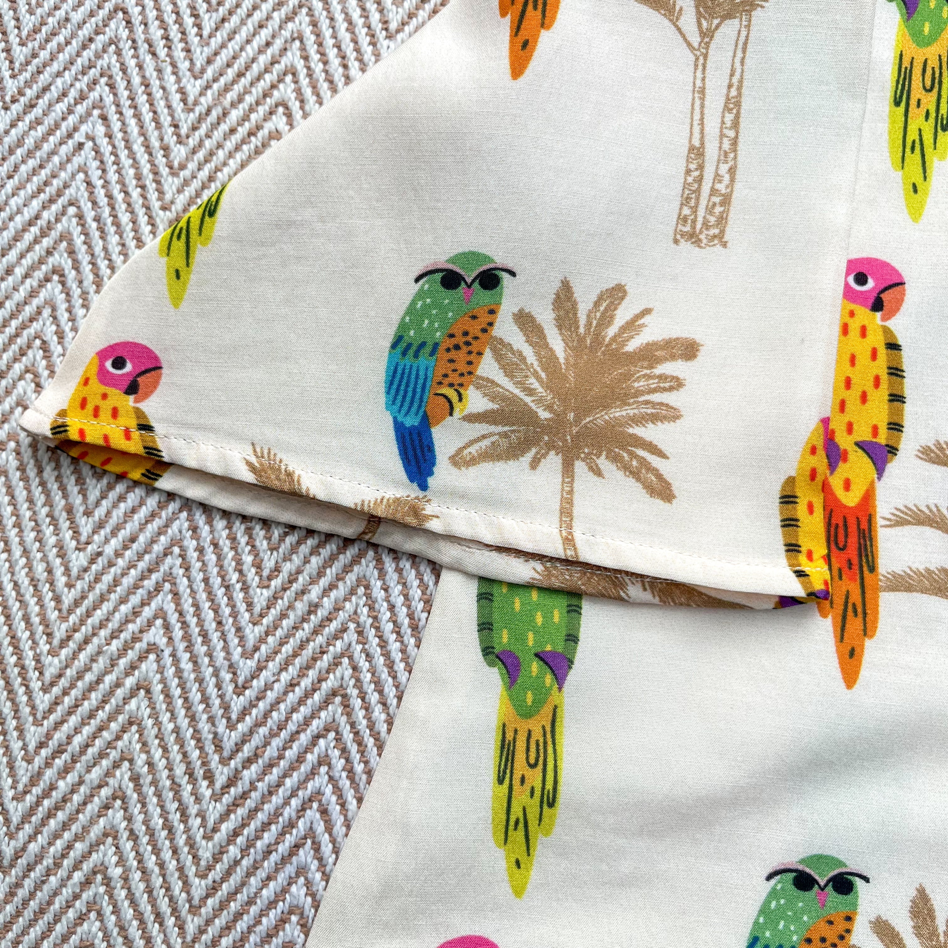 Chanderi 'Parrot Party' Kurta Set for Girls