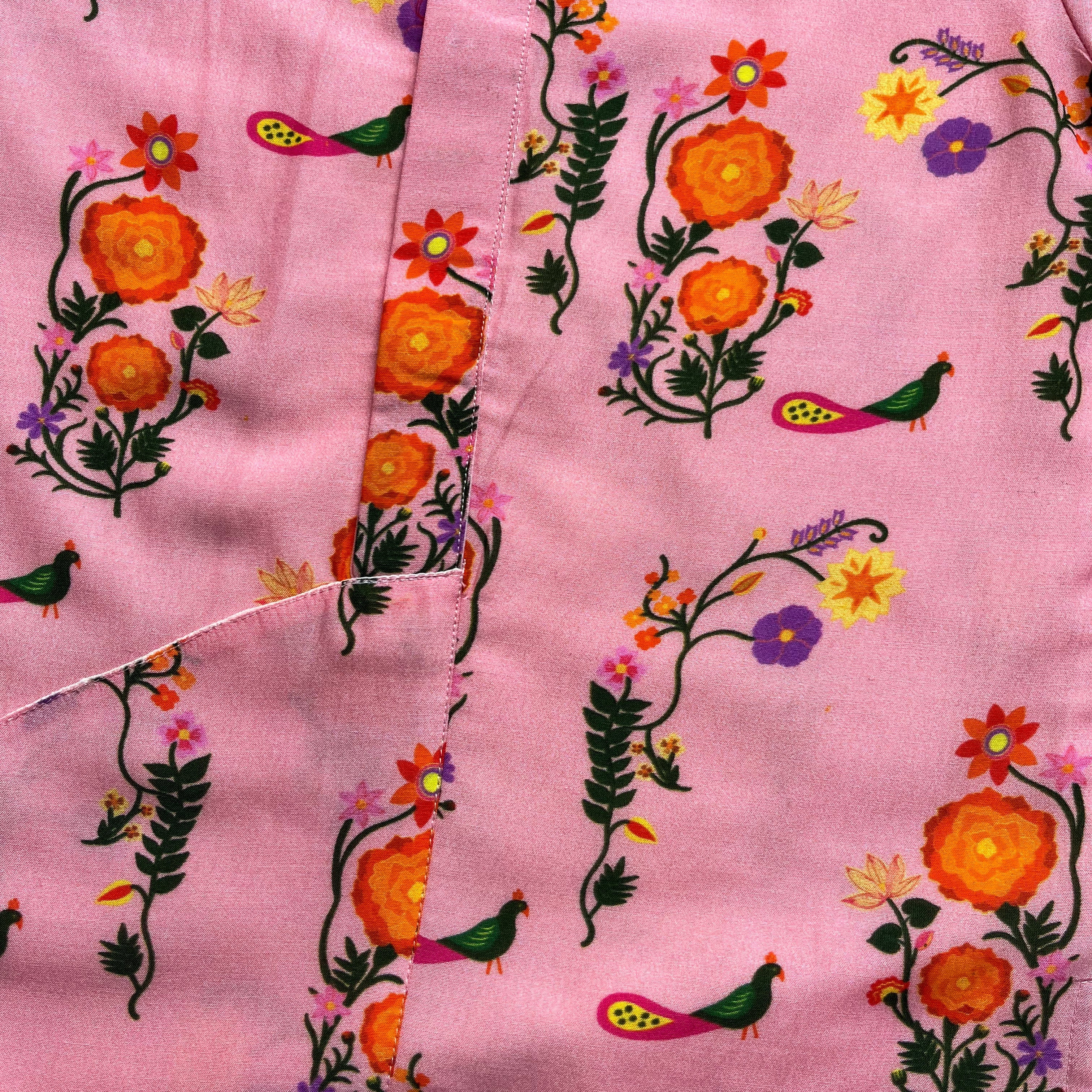 Chanderi 'The Pink City's Peacock' Kurta Set for Boys