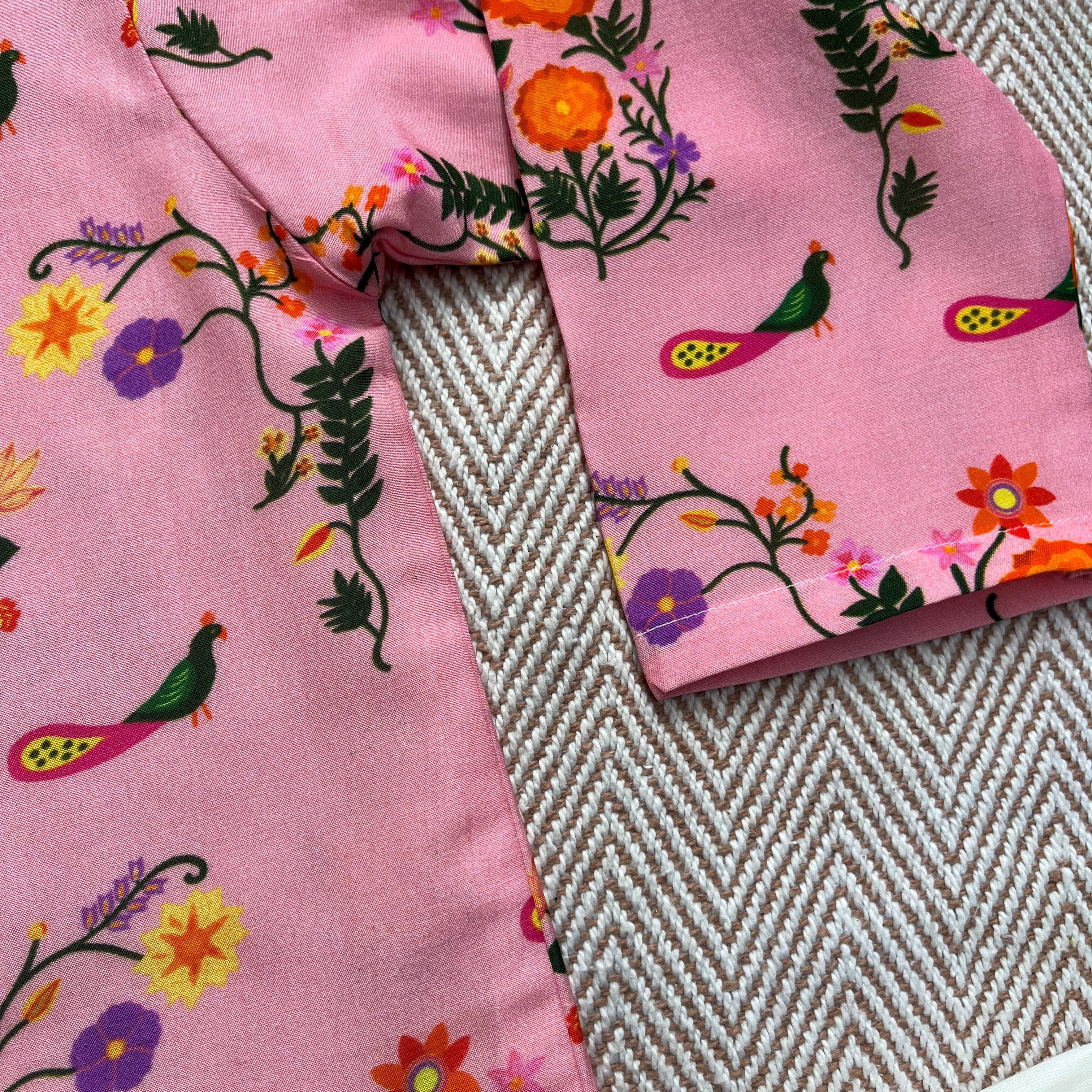 Chanderi 'The Pink City's Peacock' Kurta Set for Boys
