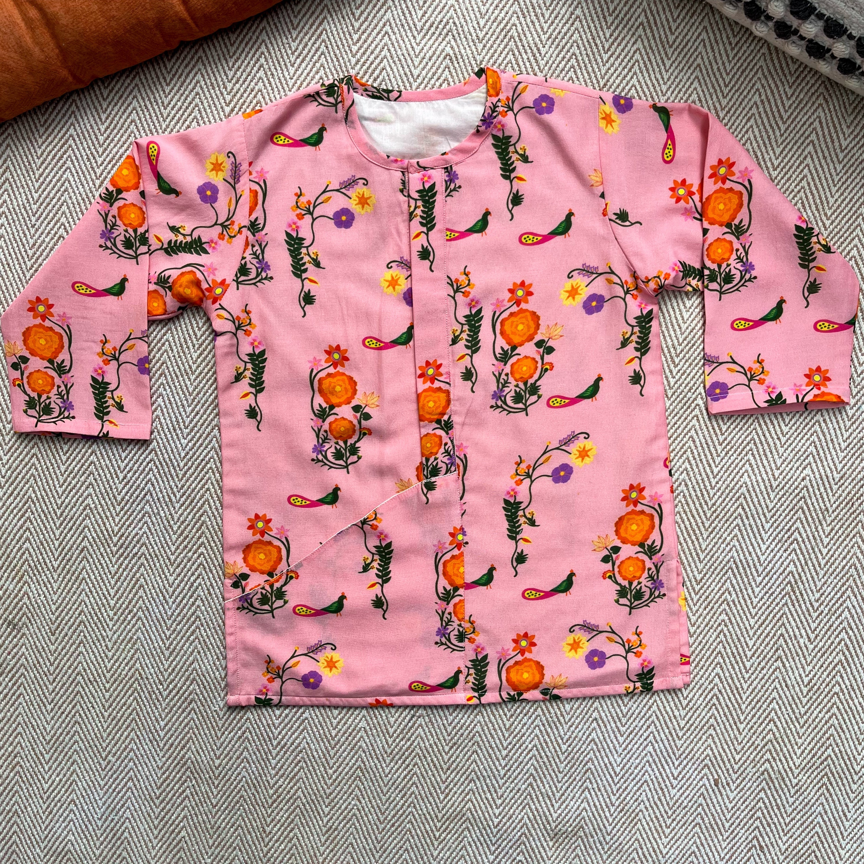Chanderi 'The Pink City's Peacock' Kurta Set for Boys