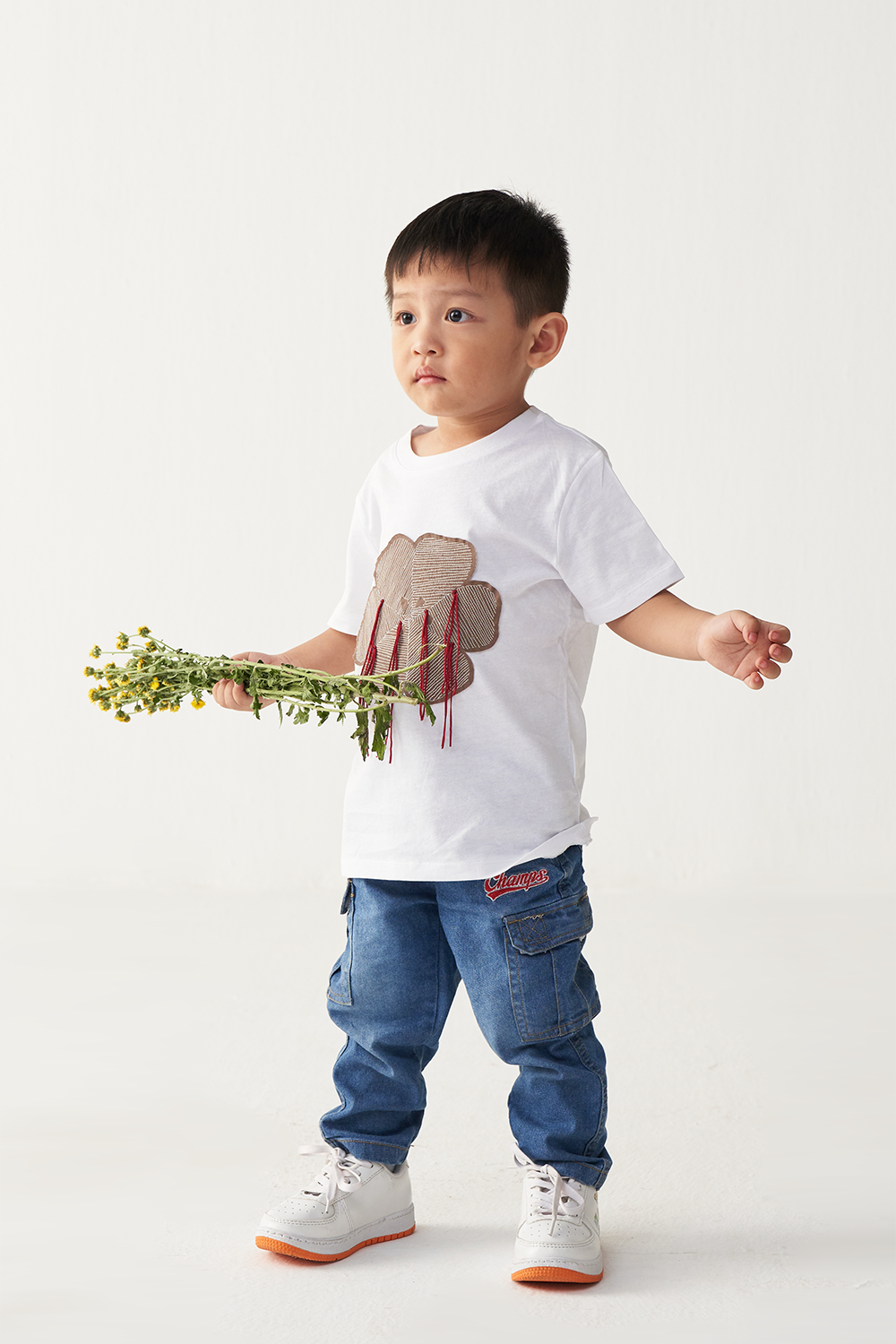 FLORAL FRINGE WHITE T-SHIRT