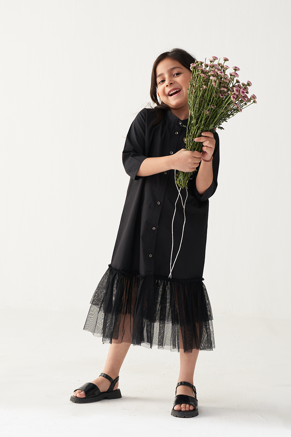 POPPY APPLIQUE FRILL DRESS