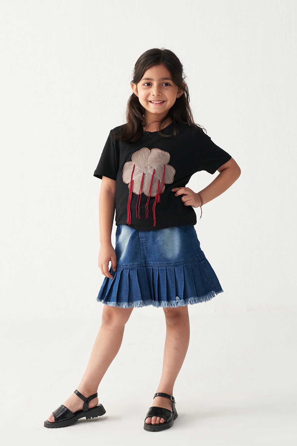 FLORAL FRINGE T-SHIRT