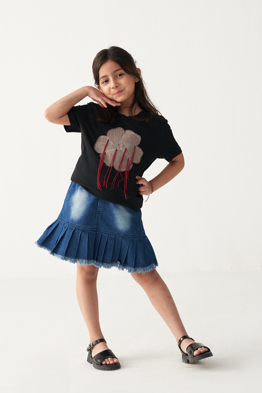 FLORAL FRINGE T-SHIRT