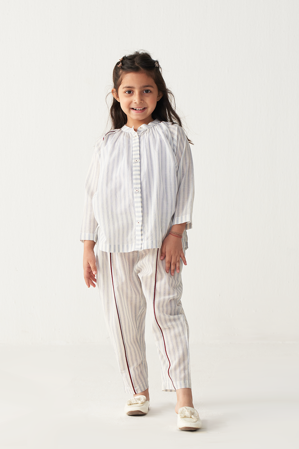 GATHER NECK SHIRT - CO-ORD