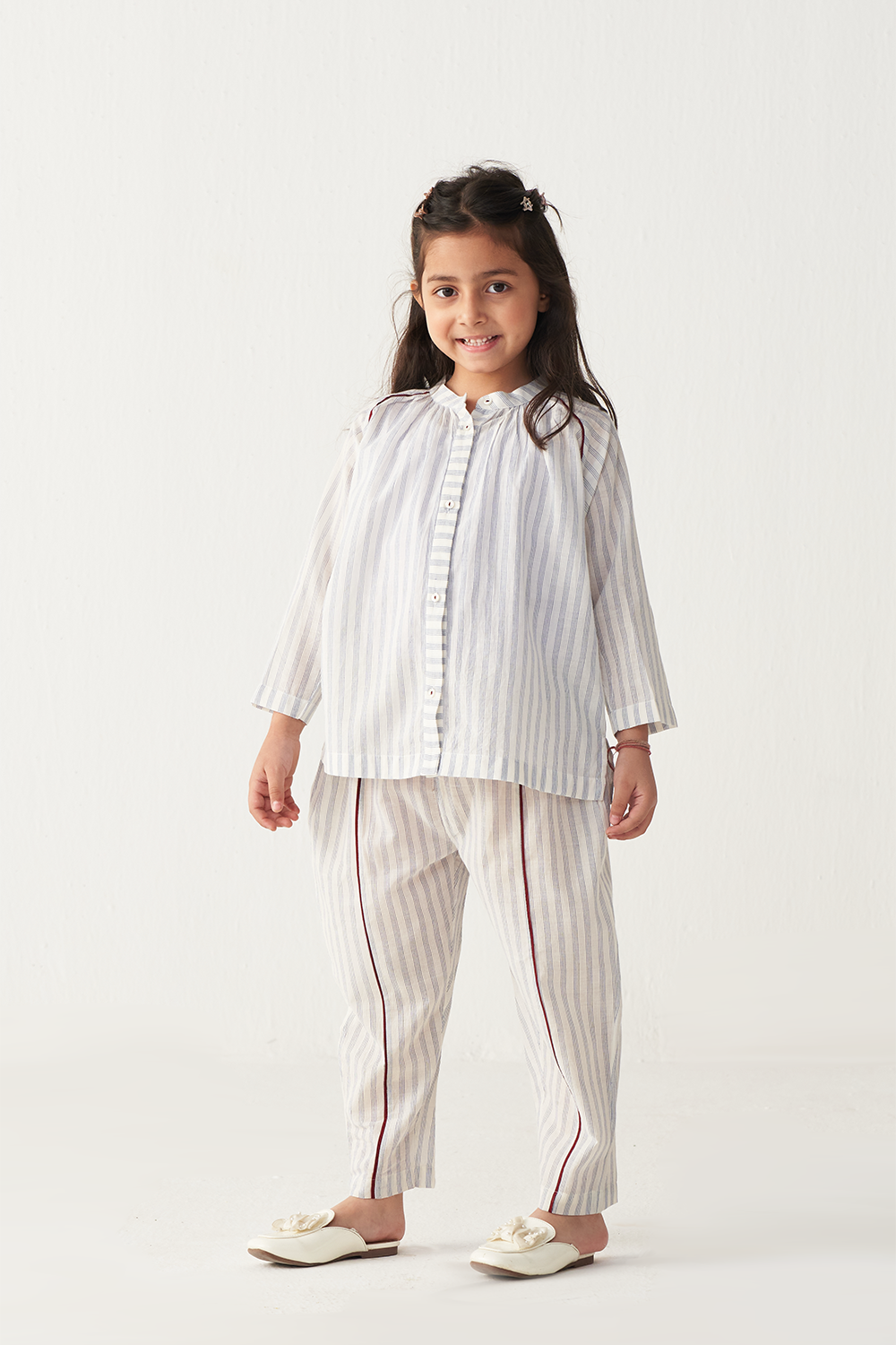 GATHER NECK SHIRT - CO-ORD
