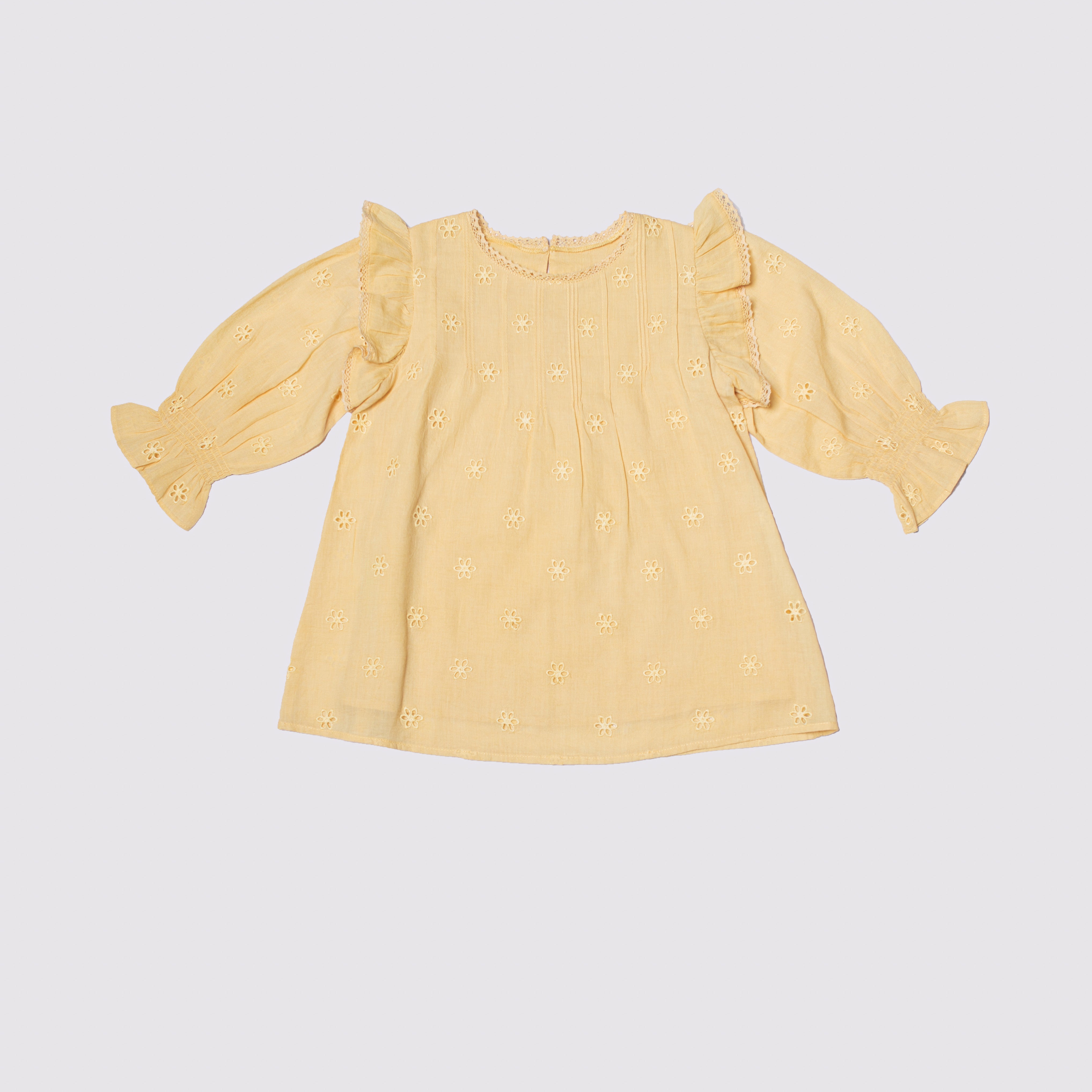 Embroidered Shift - Yellow Dress