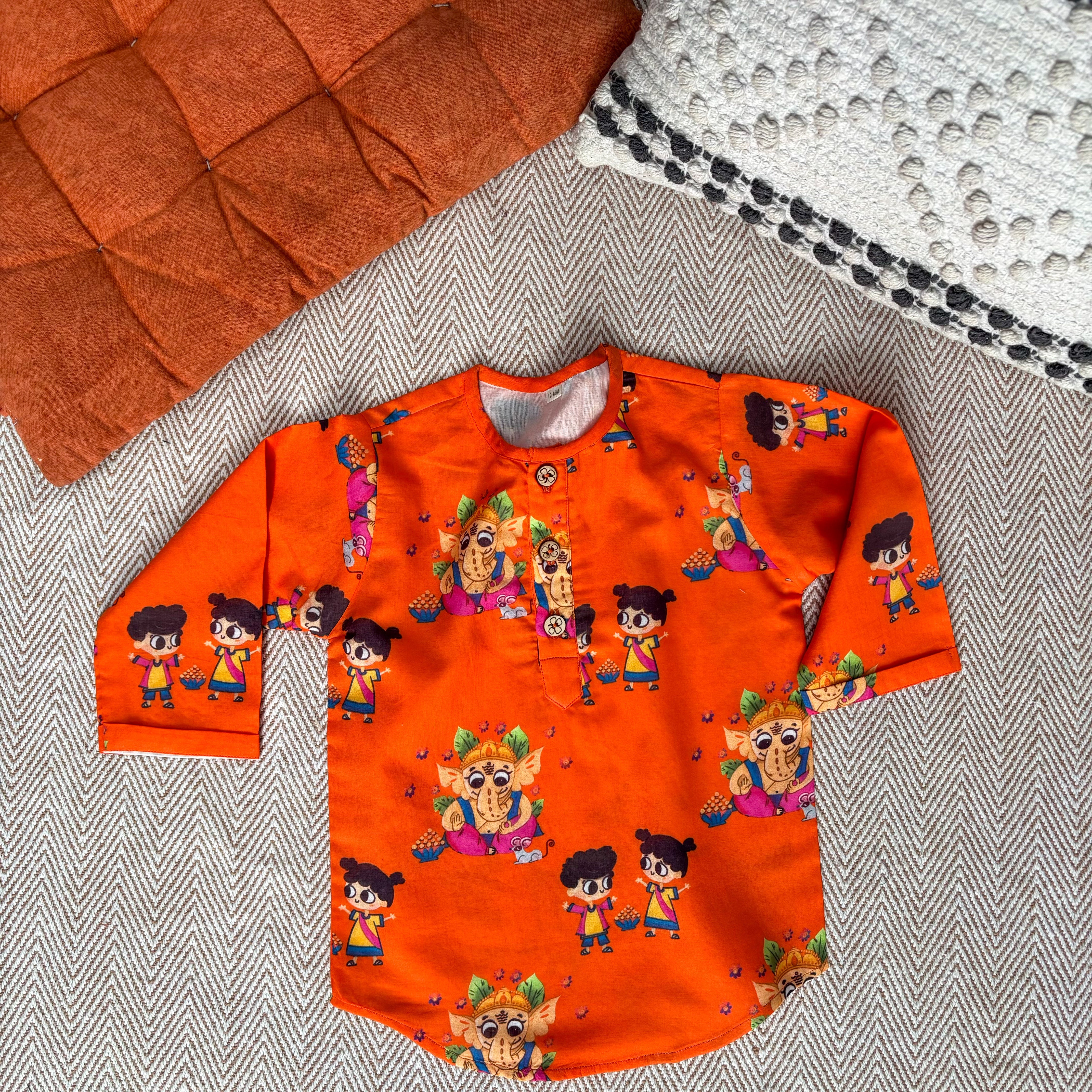 Organic Cotton Unisex 'My Friend Ganesha'  Kurta