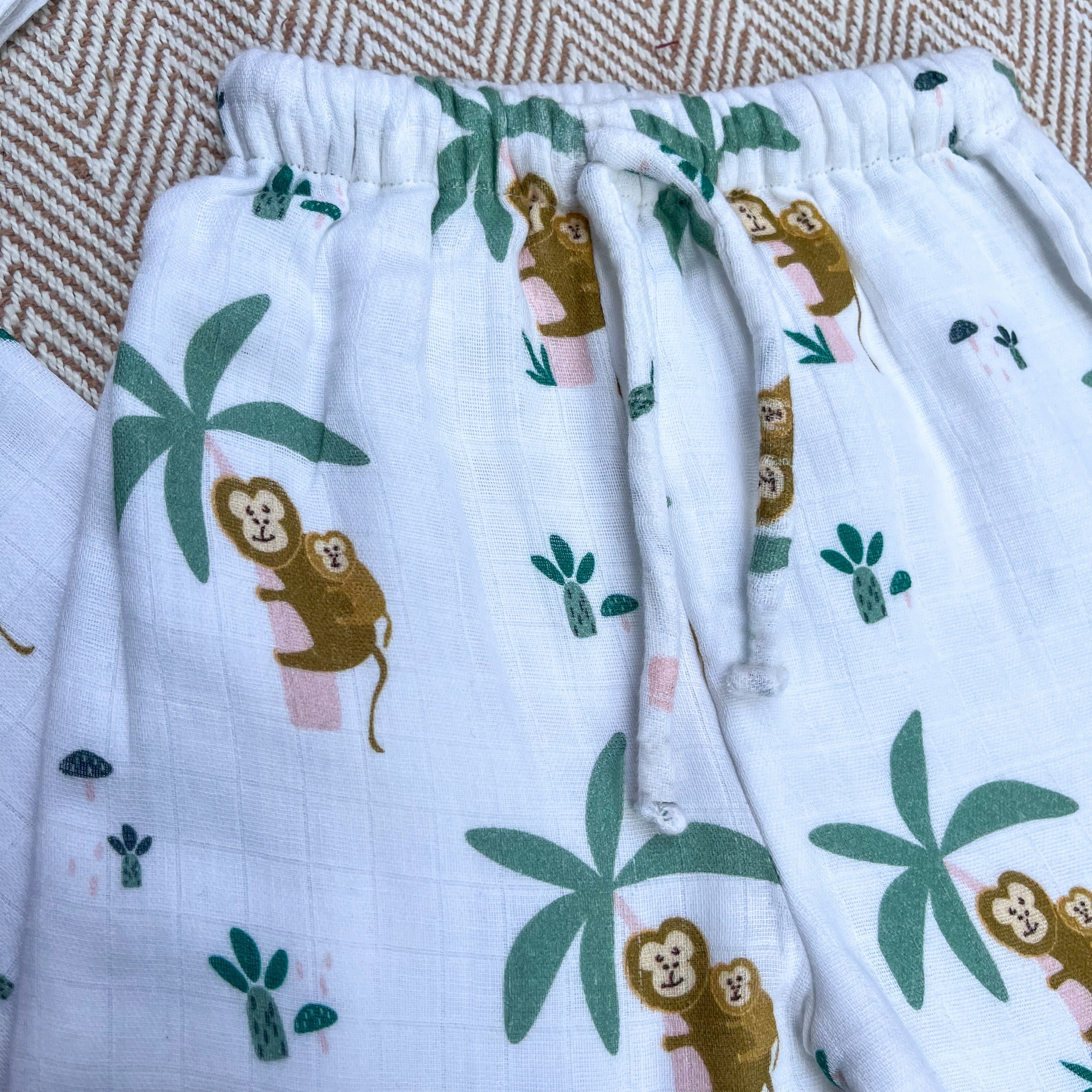 Monkeying Around - Muslin Full Sleeves Jhabla Set