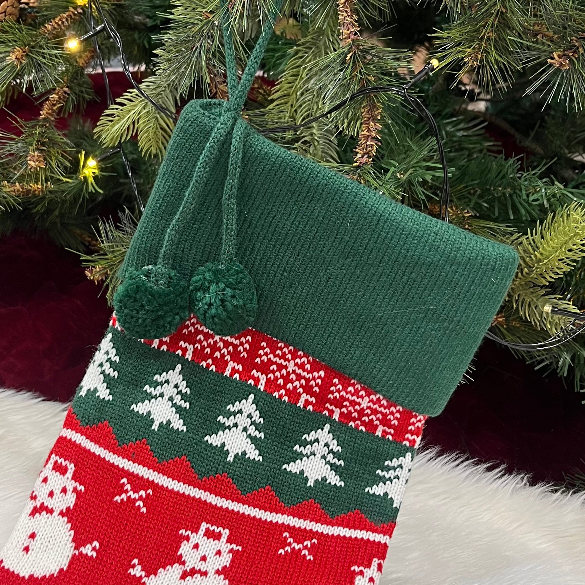 Handwoven Knitted Stocking - Snowman Wishes