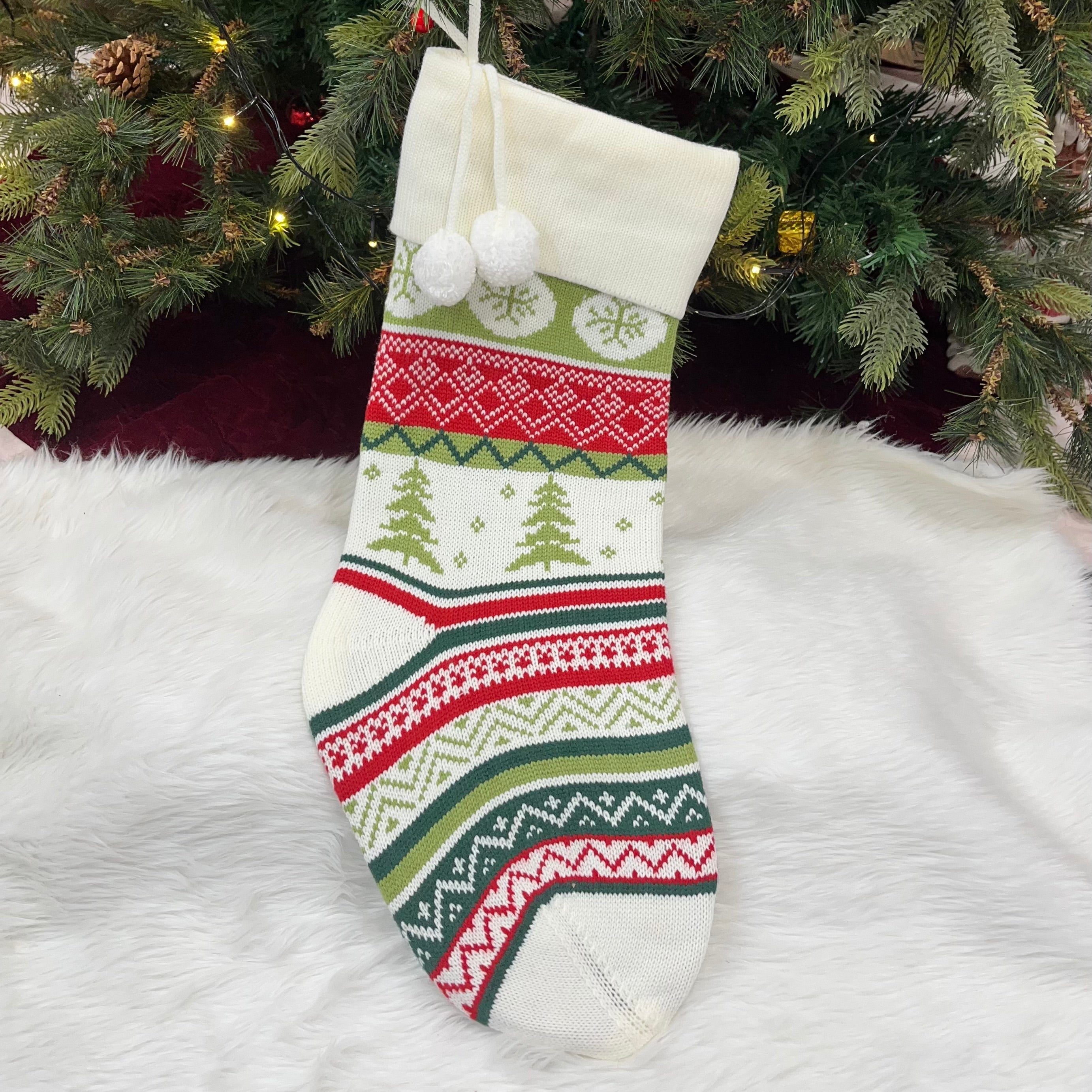 Handwoven Knitted Stocking - Twilight Tree