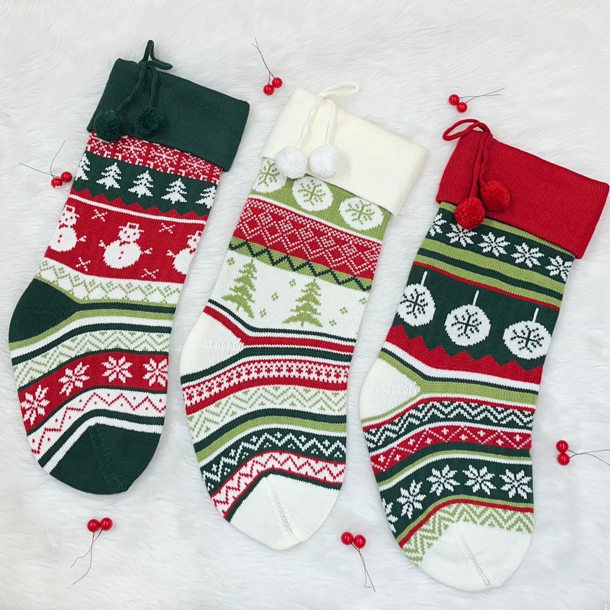 Handwoven Knitted Stocking - Snowman Wishes