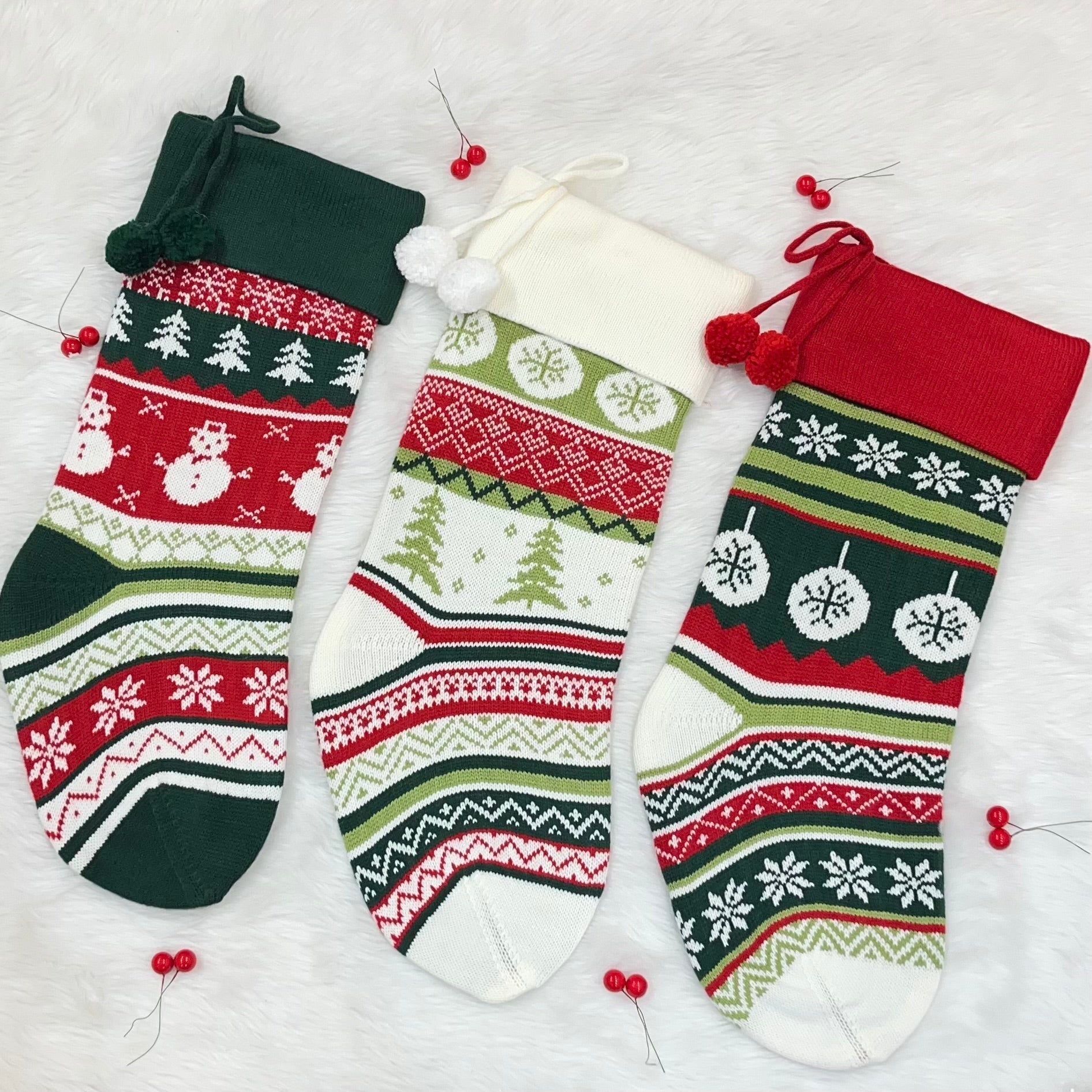 Handwoven Knitted Stocking - Snowman Wishes