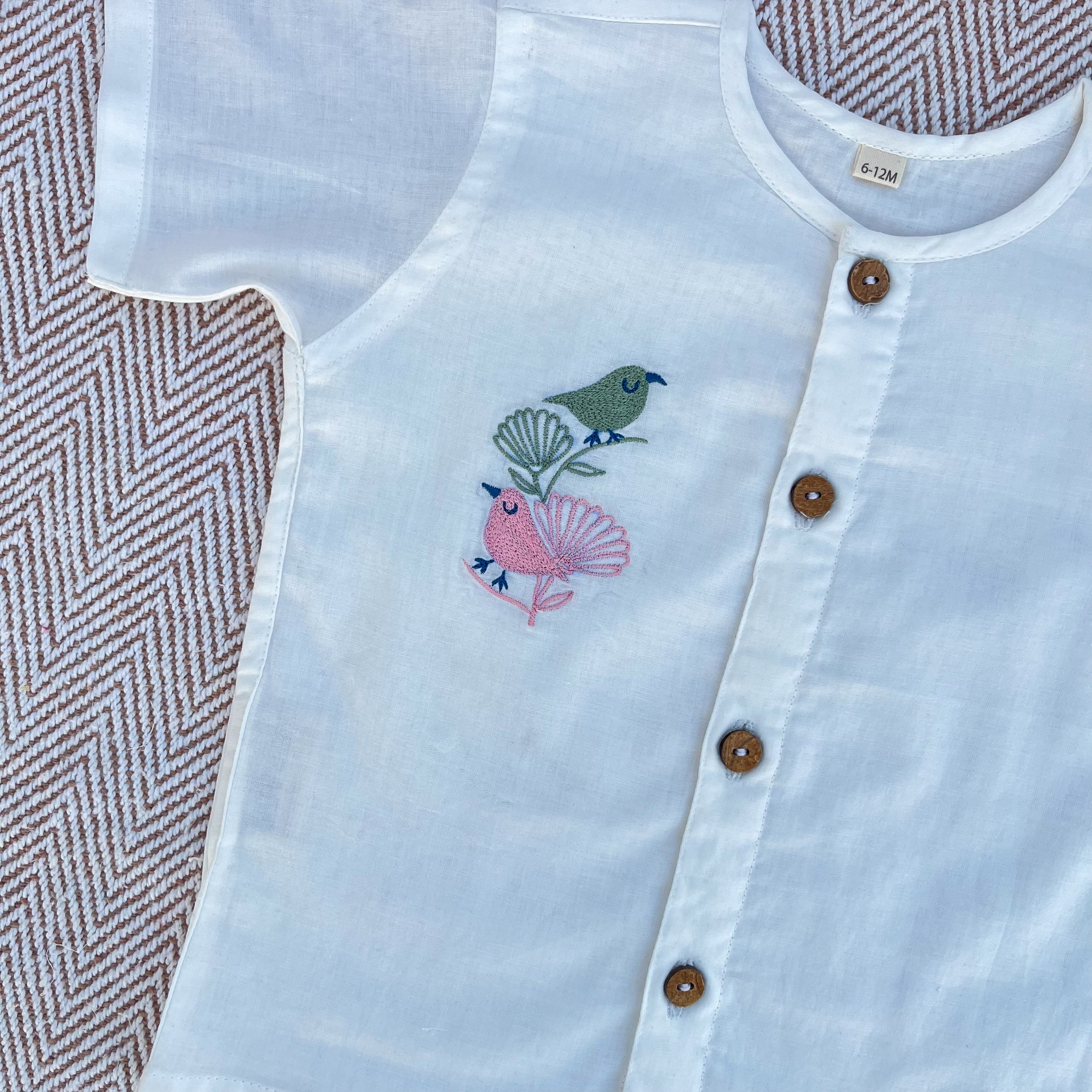 Organic Cotton Bird Jhabla Set