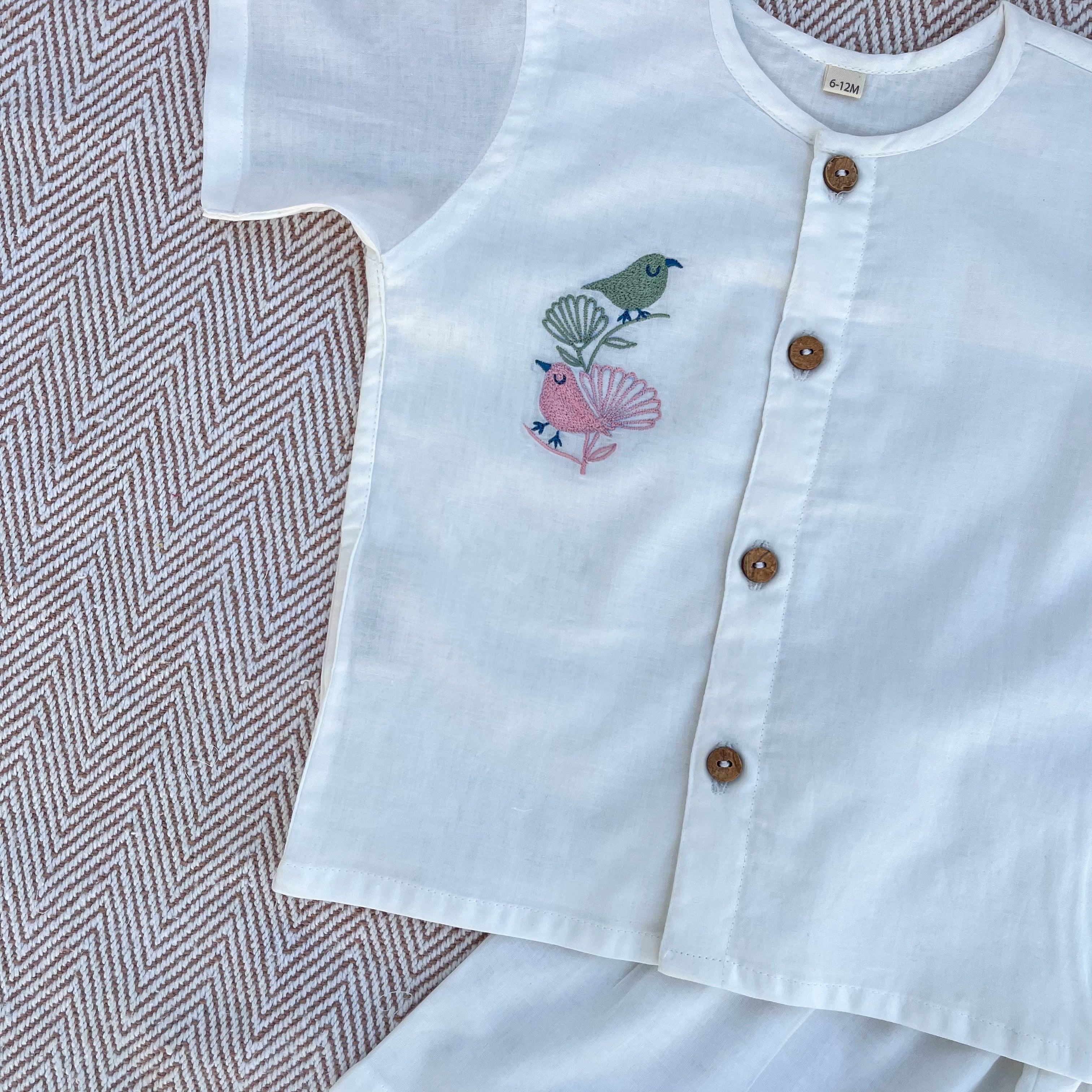 Organic Cotton Bird Jhabla Set