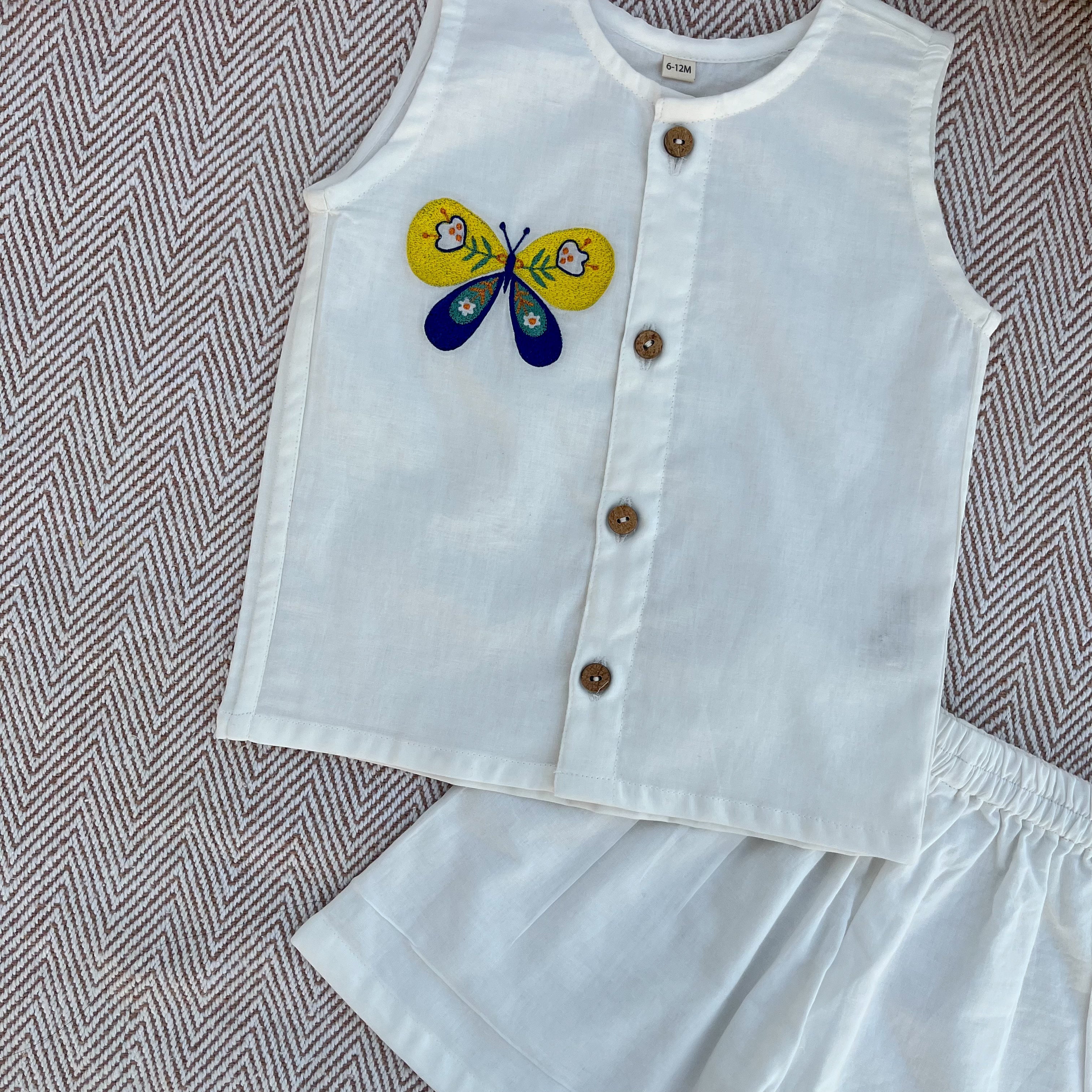 Organic Cotton Butterfly Jhabla Set