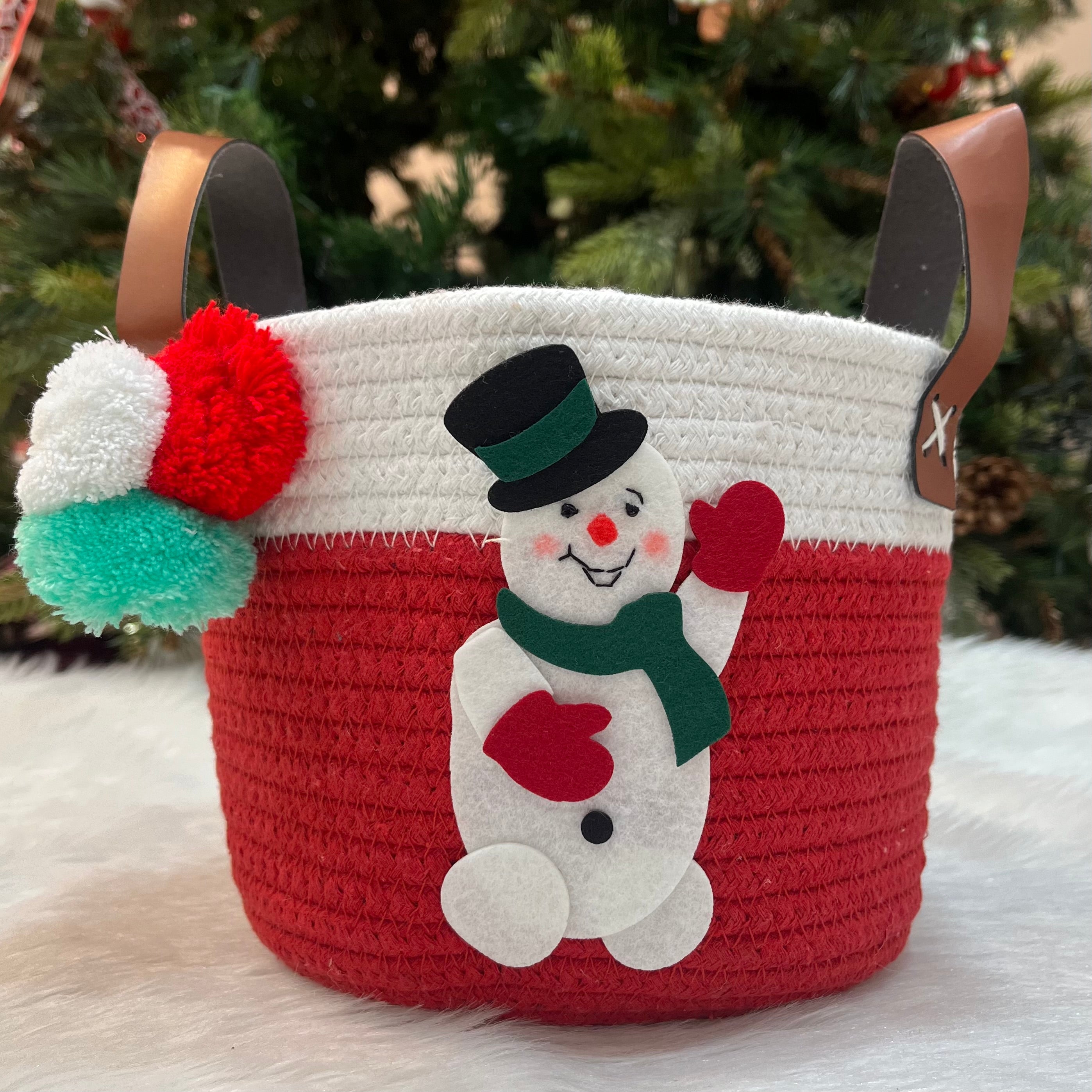 Jute Cotton Storage Basket - Snowman's Magic
