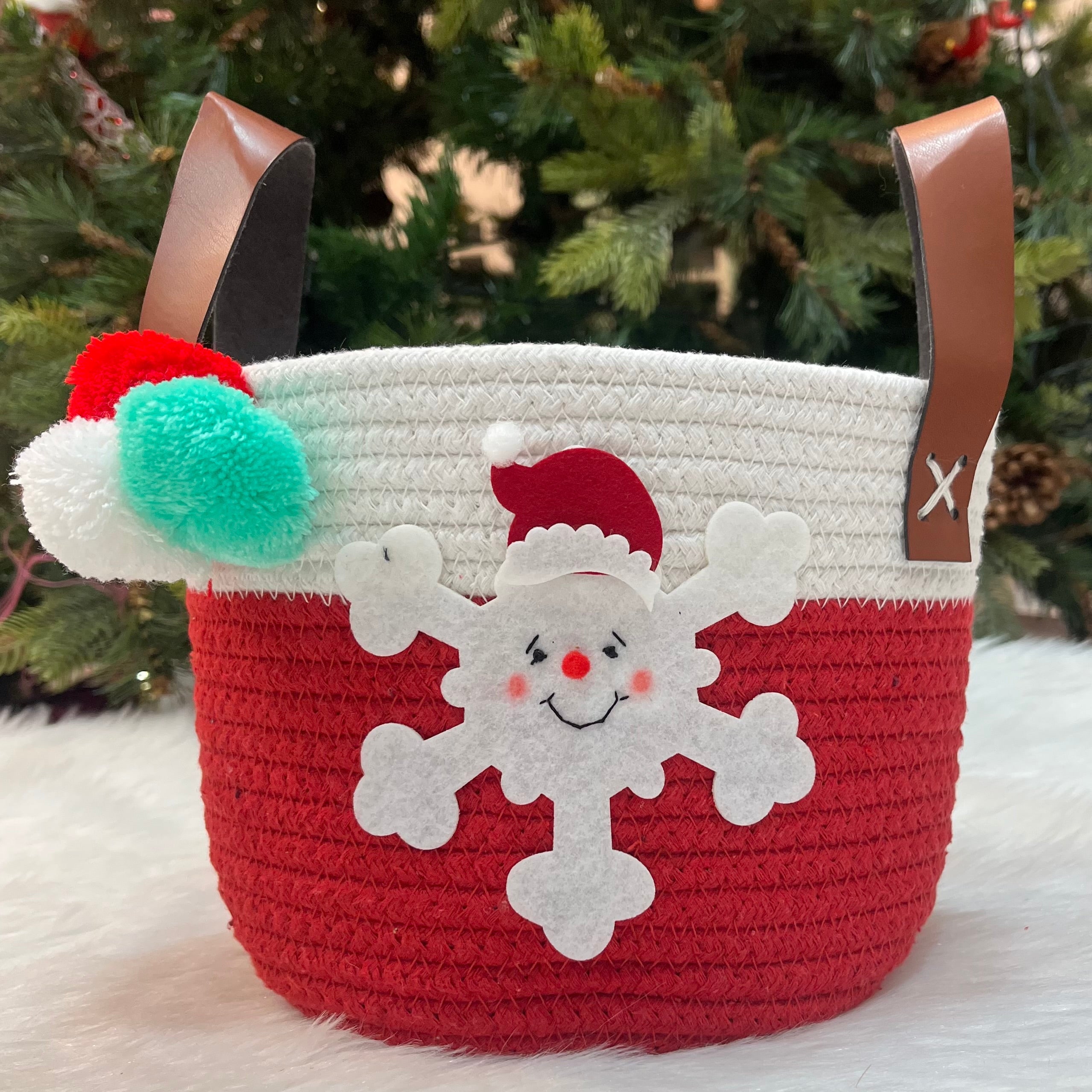 Jute Cotton Storage Basket - Snowflake Swirl