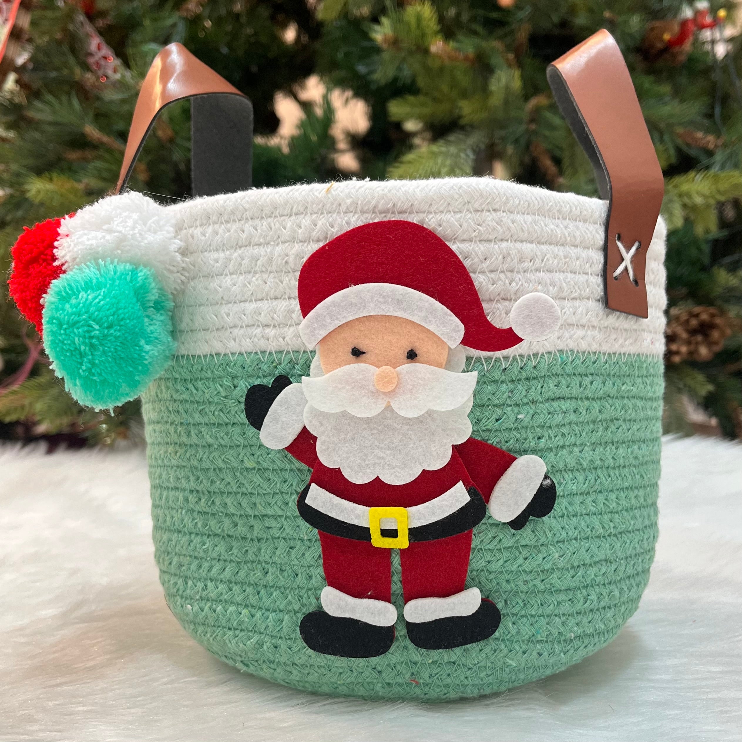 Jute Cotton Storage Basket - Jolly Santa