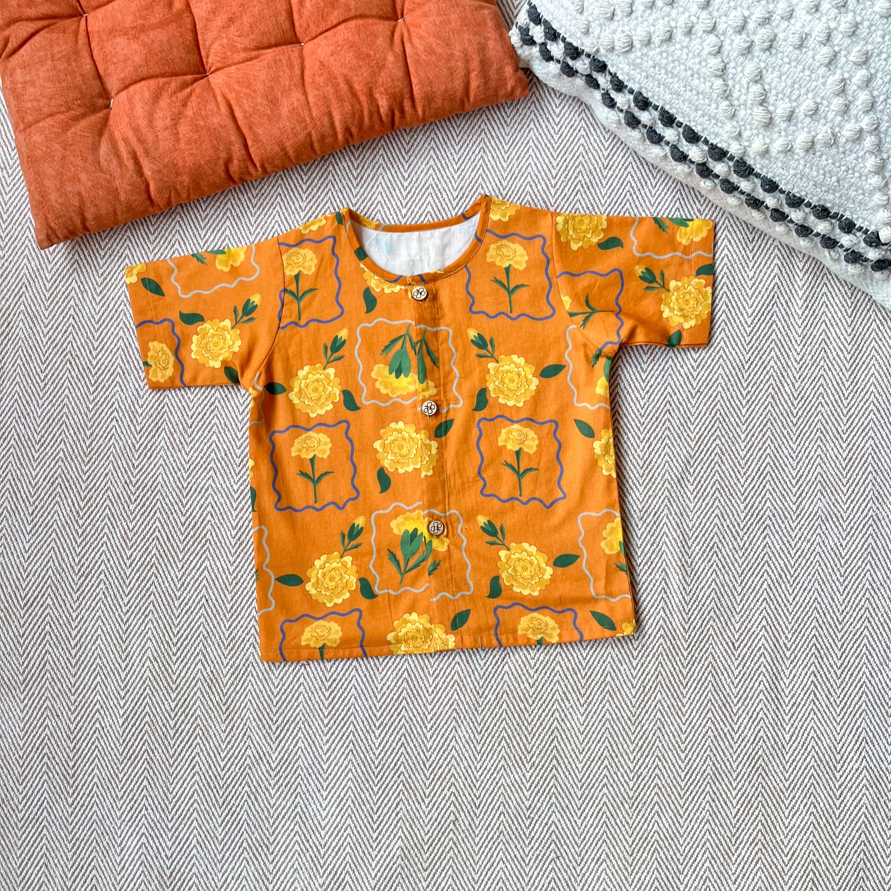 Marigold - Organic Cotton Orange Jhabla Set