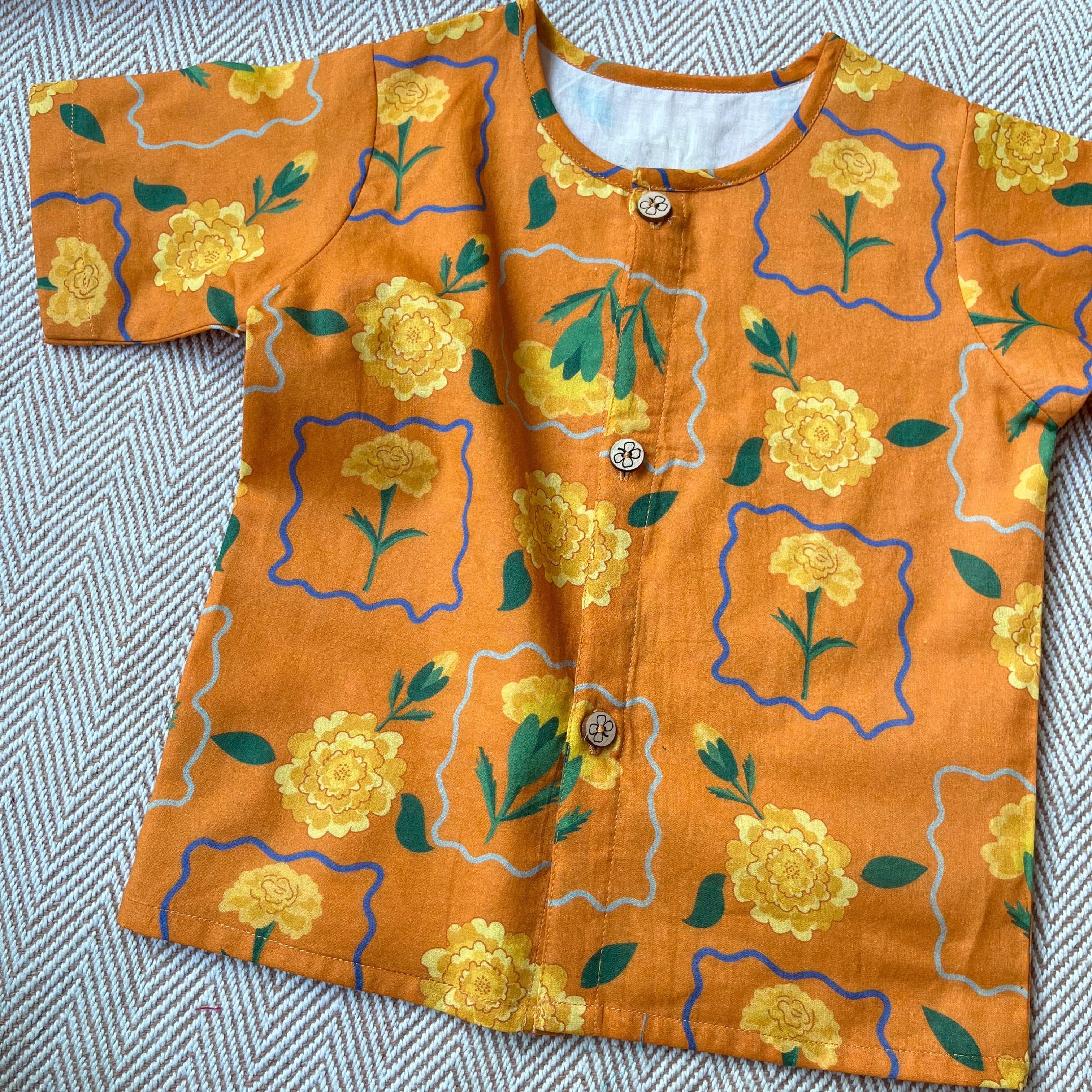 Marigold - Organic Cotton Orange Jhabla Set