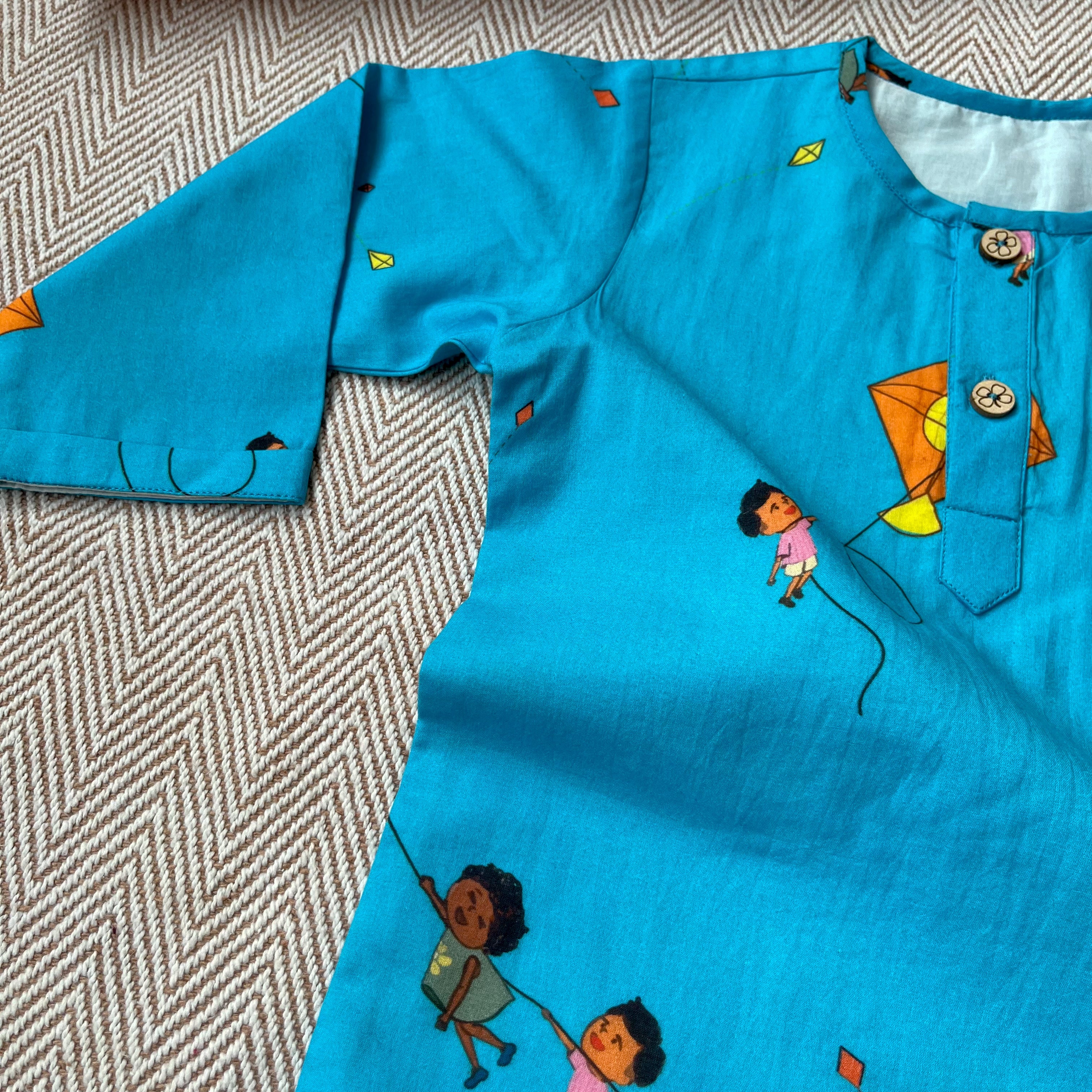 Kites in the Sky - Organic Cotton Unisex Kurta Set