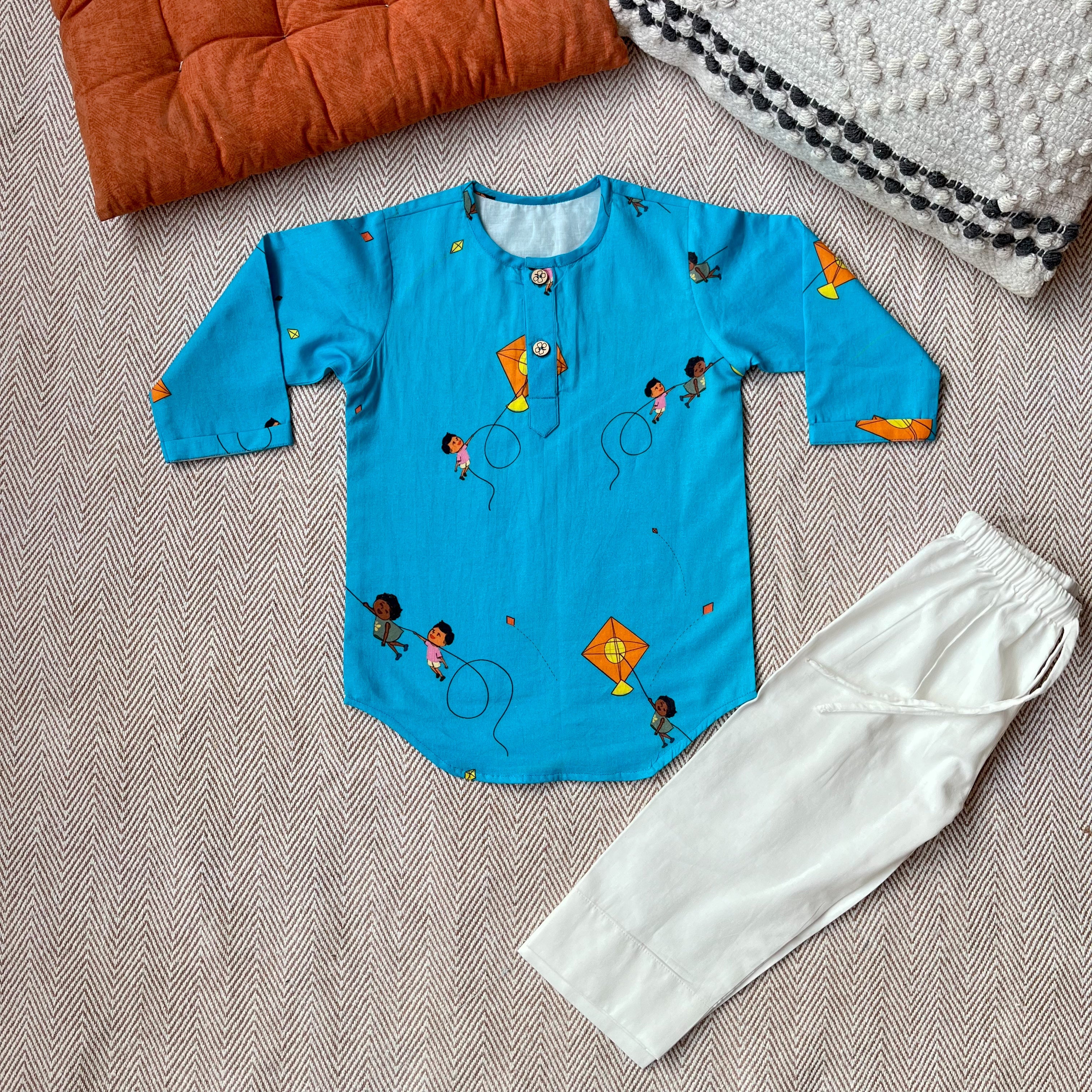 Kites in the Sky - Organic Cotton Unisex Kurta Set