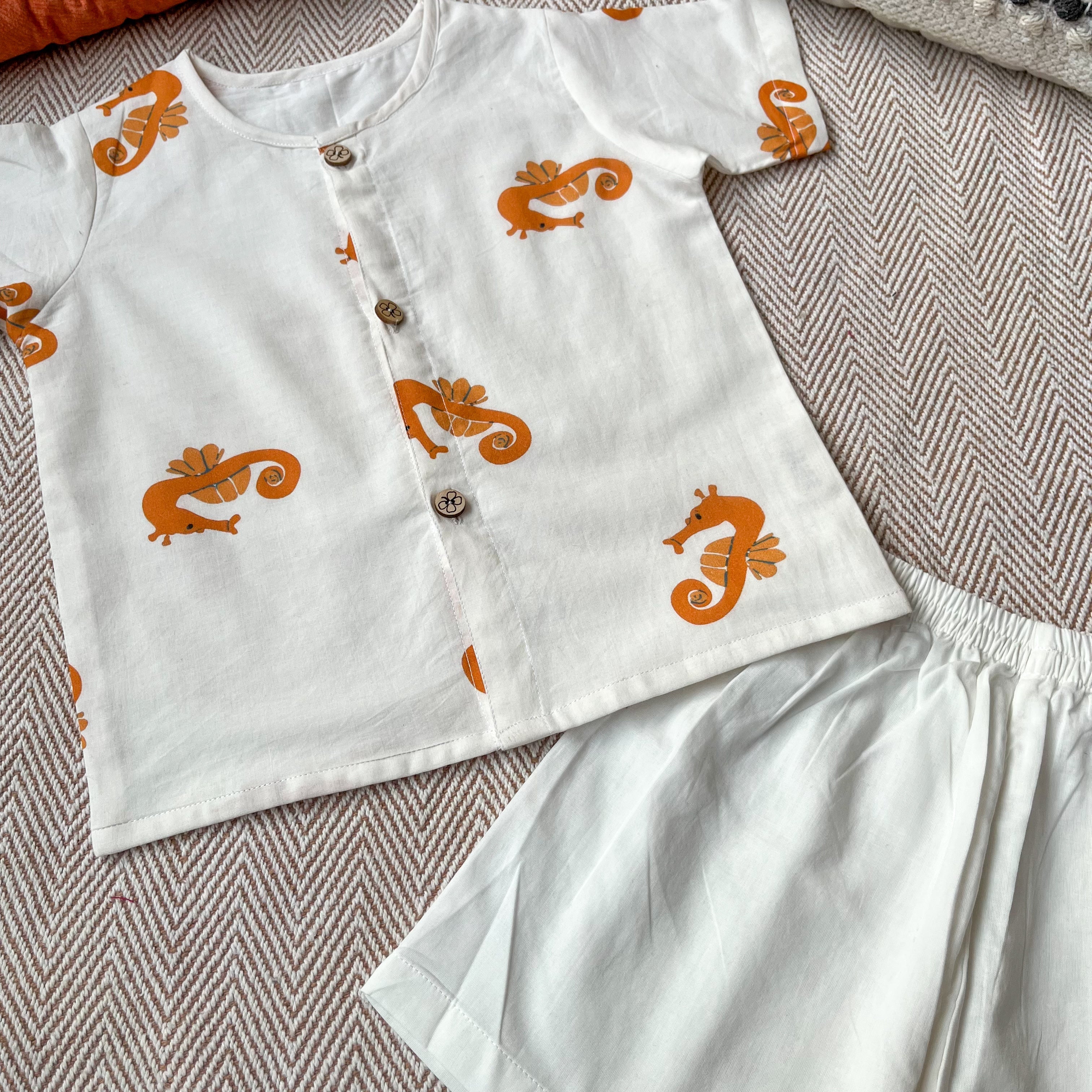 Seahorse Print Jhabla Set