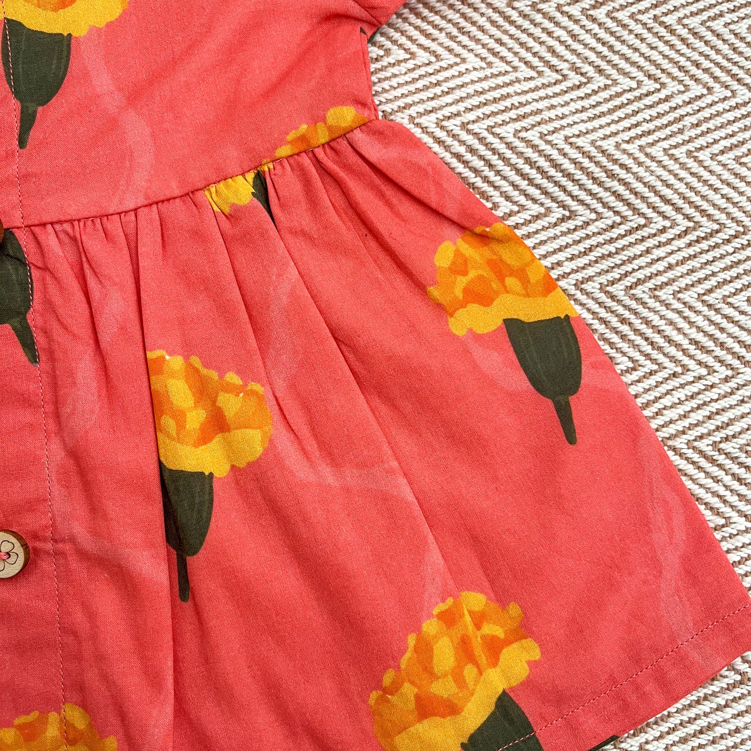 Organic Cotton Frock| Infants and Toddlers| Marigold Pink