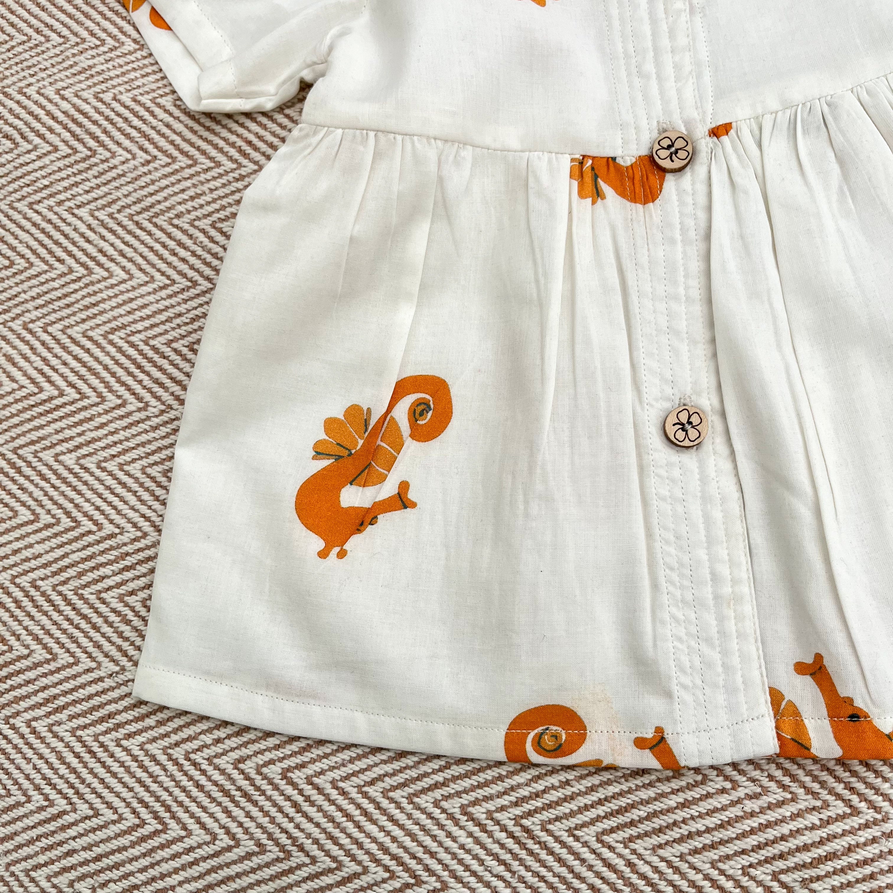 Organic Cotton Frock| Infants and Toddlers| Seahorse Print