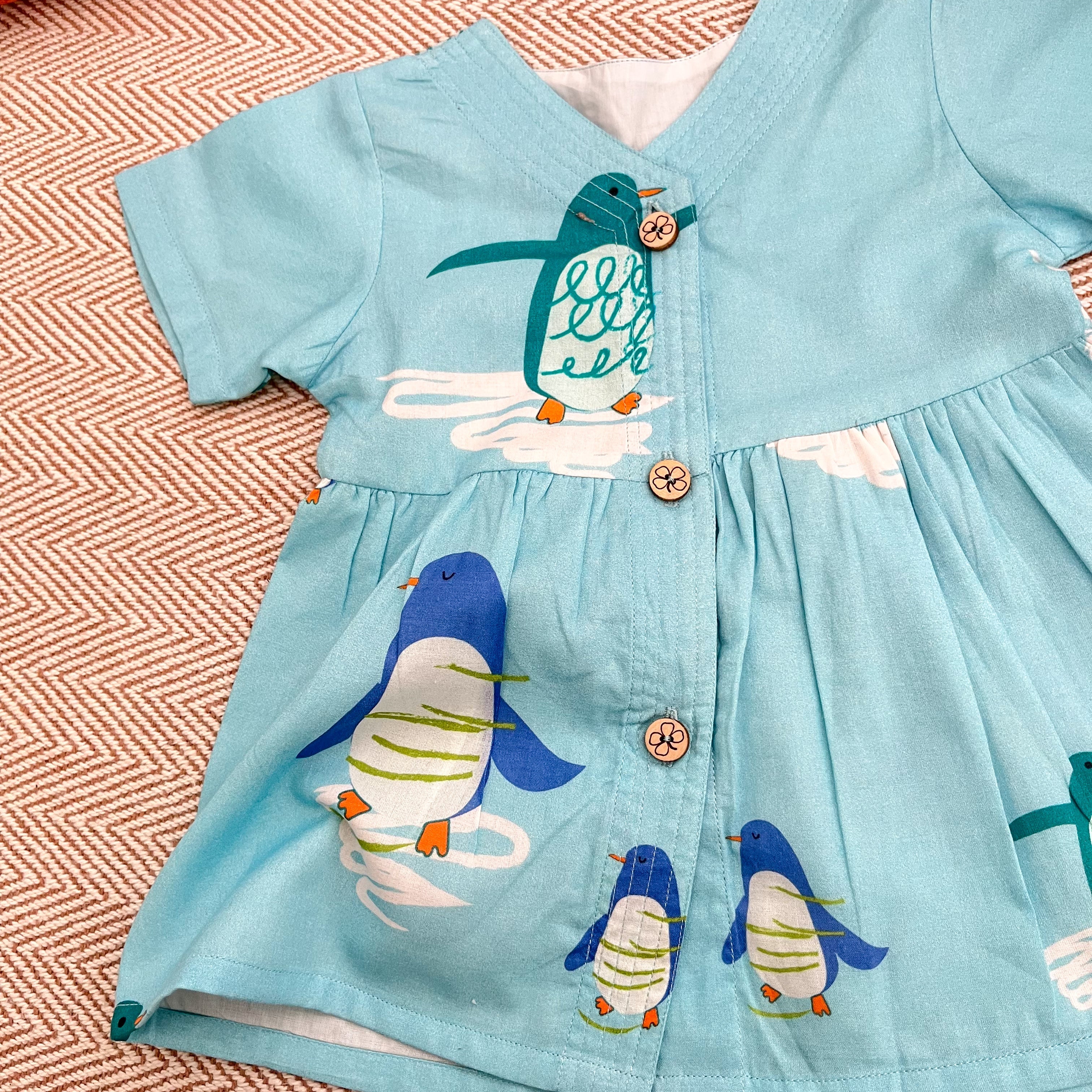 Organic Cotton Frock| Infants and Toddlers| Penguin Print