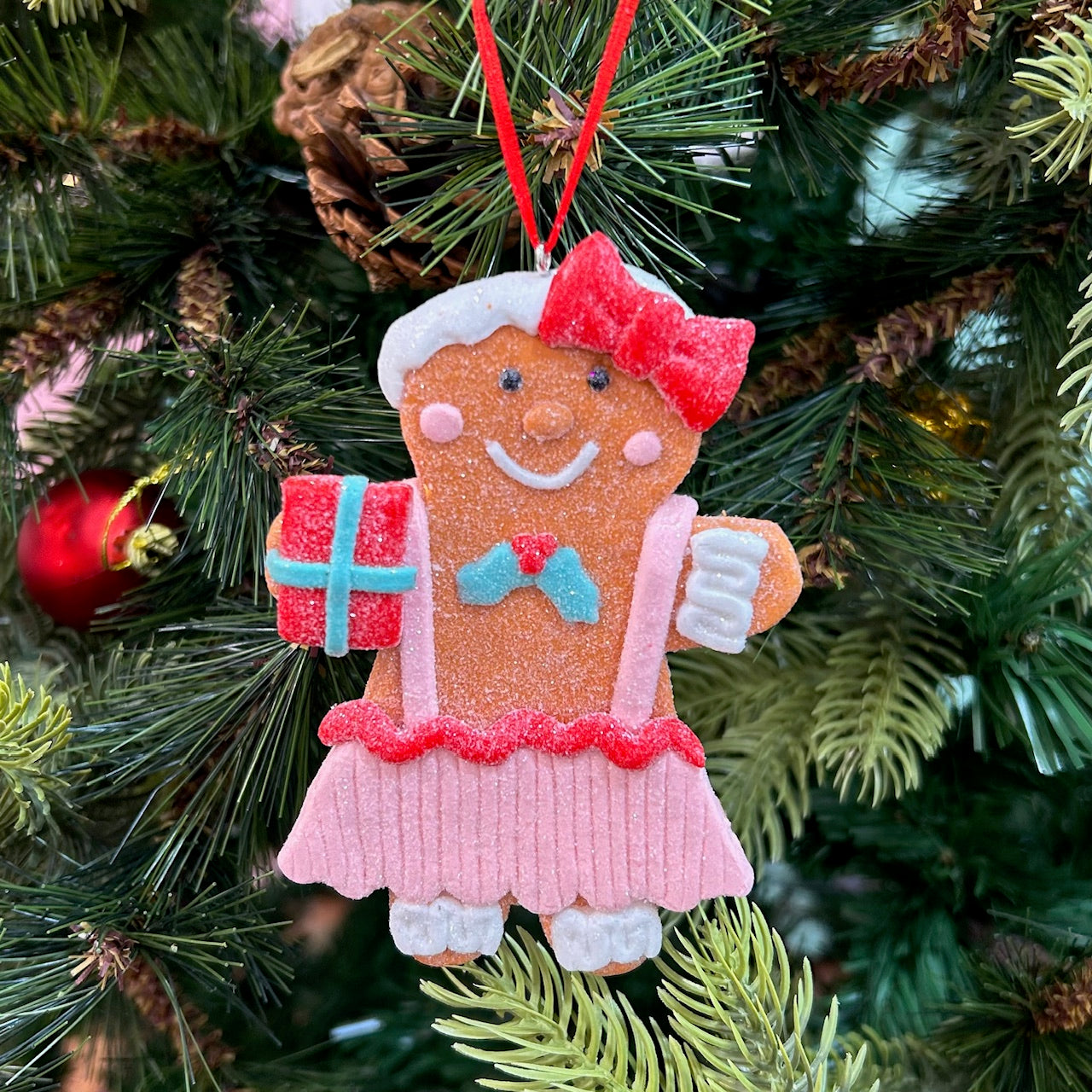 Glitter Gingerbread Ornaments - Set of 2