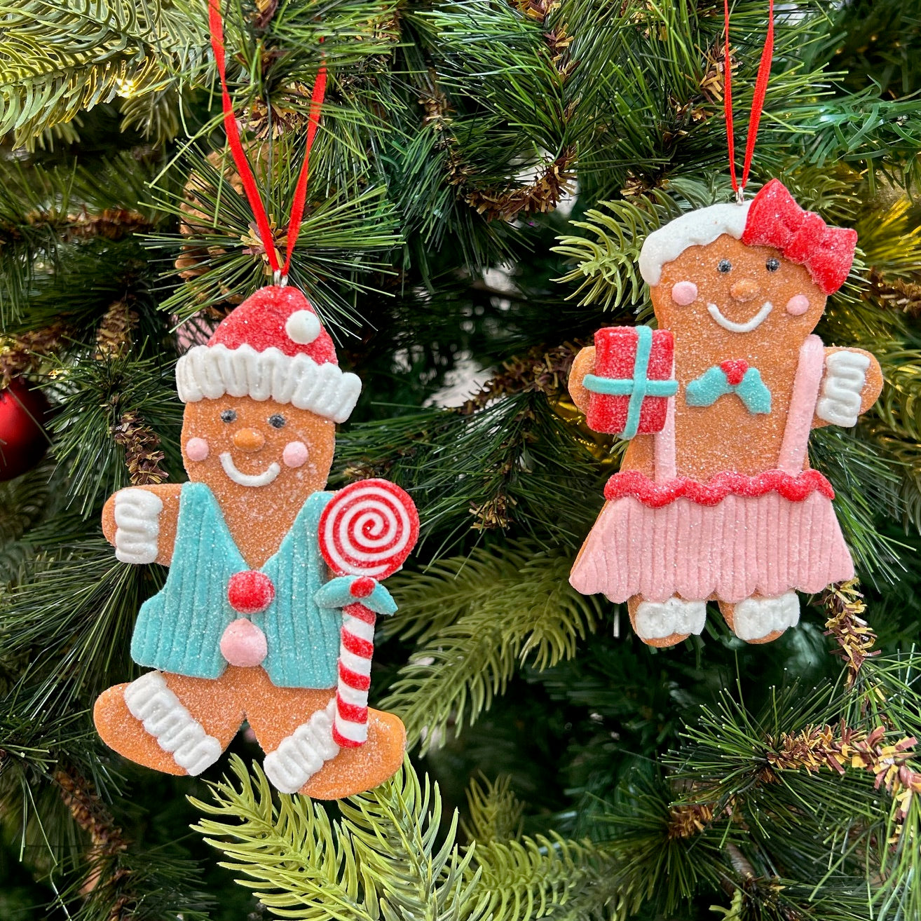 Glitter Gingerbread Ornaments - Set of 2