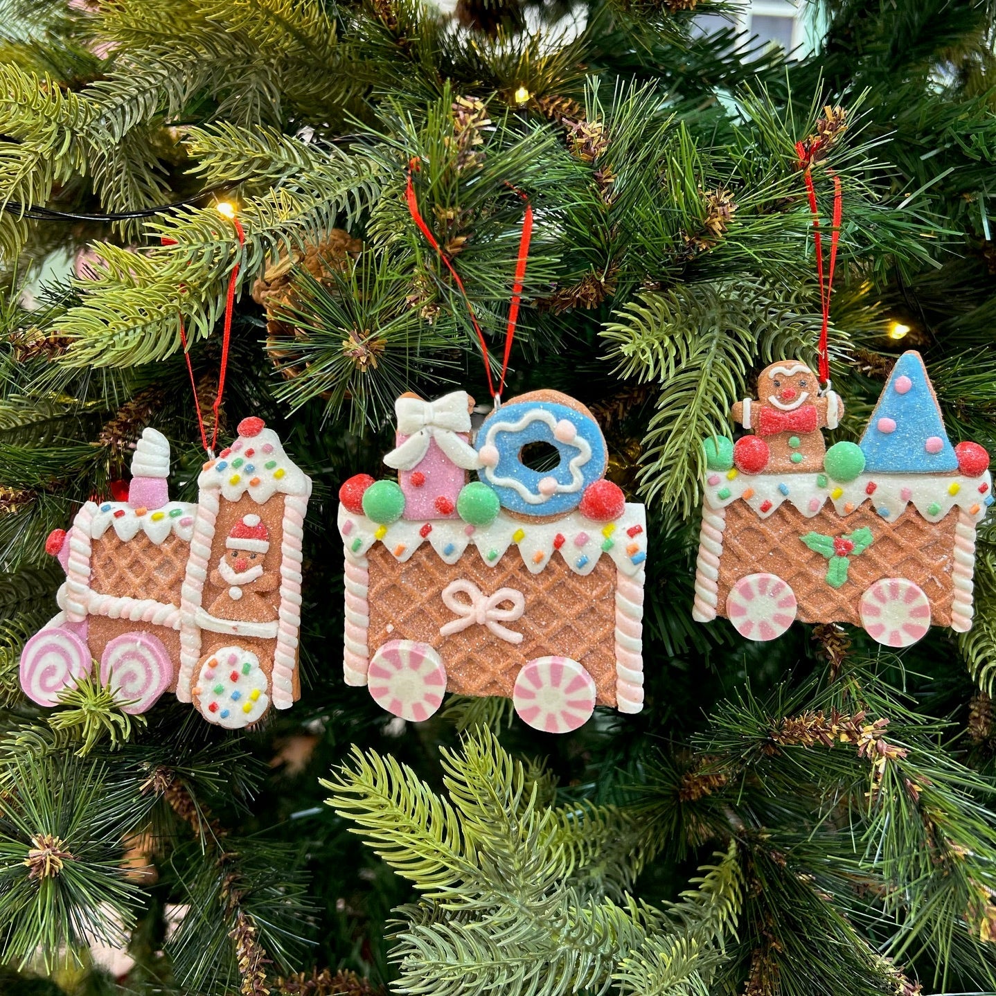 Gingerbread Train Adventure Ornaments - Set of 3