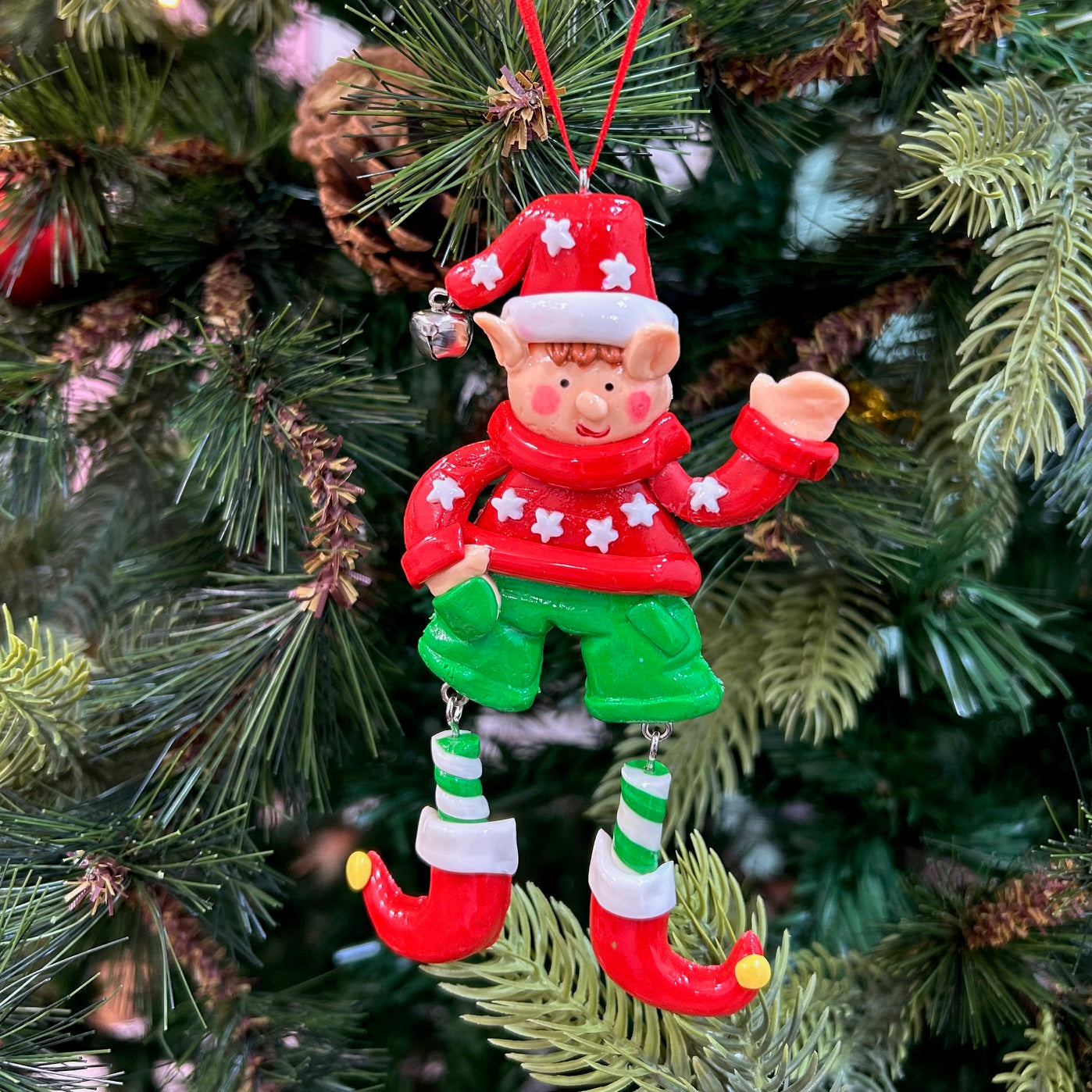 Elves With Dangling Legs Ornament - Set of 2