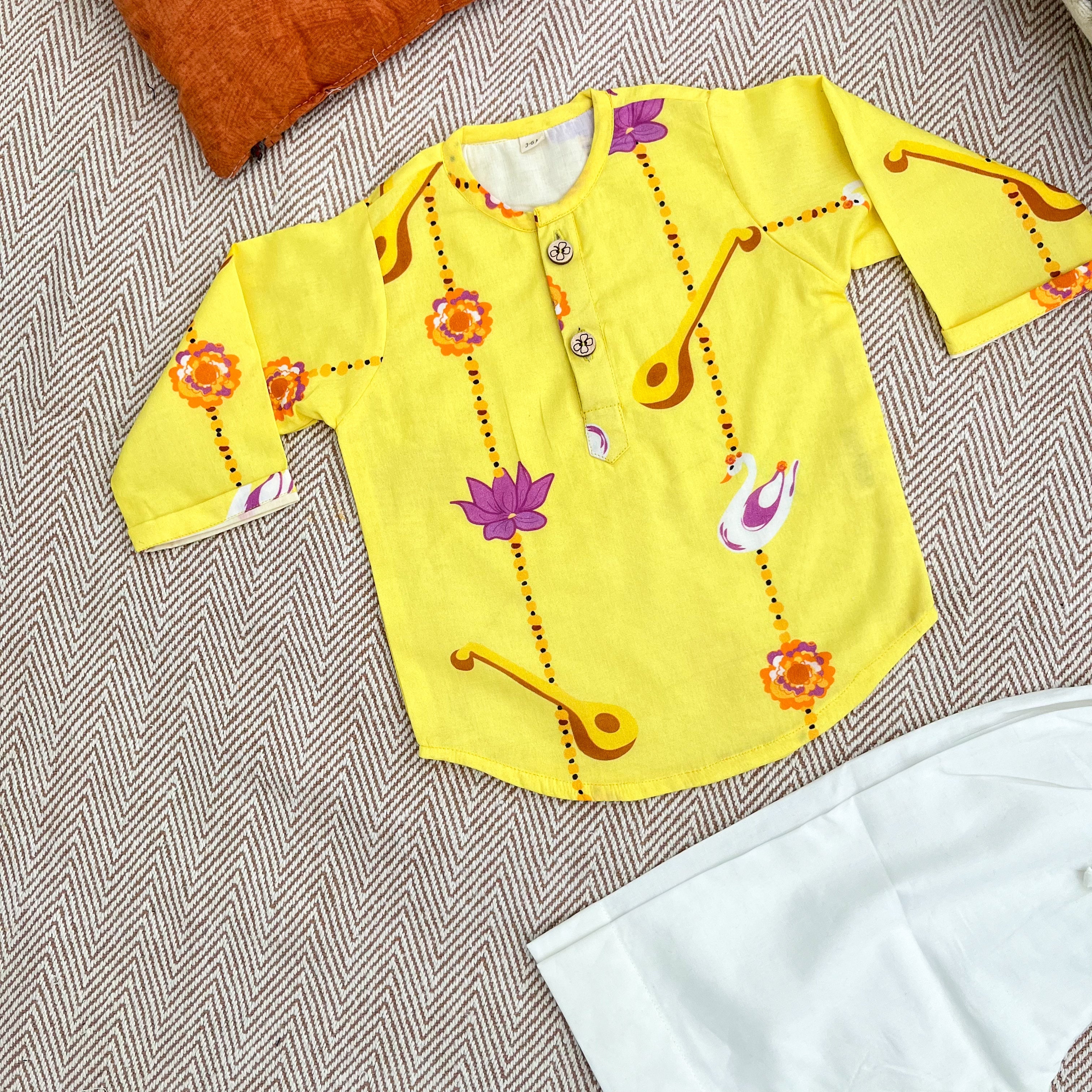 Organic Cotton Unisex Veena and Lotus Kurta Set