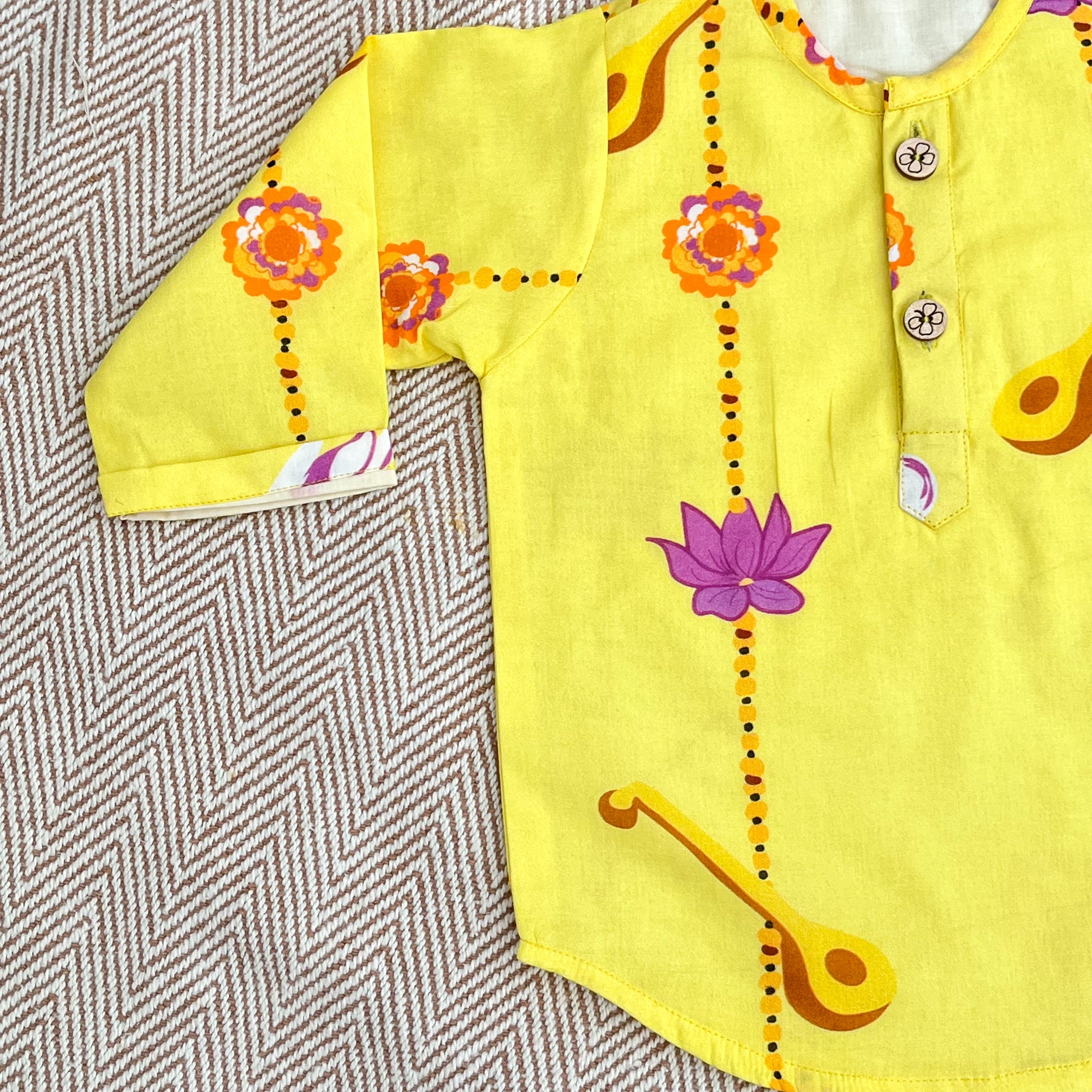 Organic Cotton Unisex Veena and Lotus Kurta Set