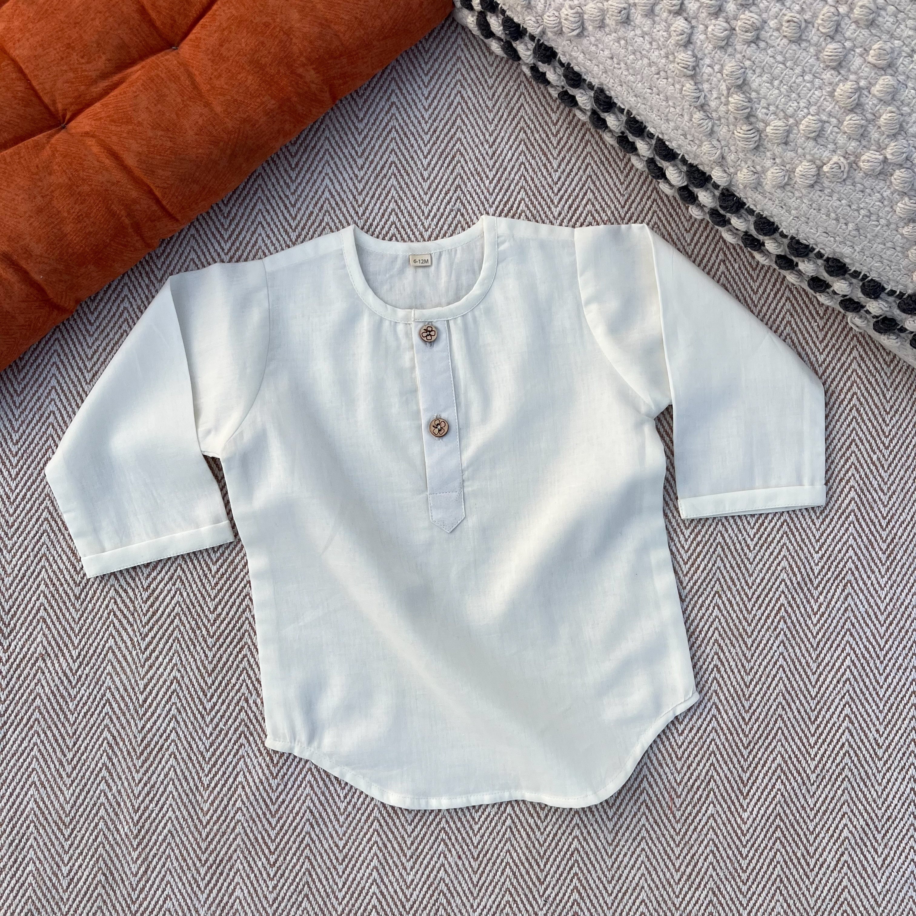 Organic Cotton Unisex Plain White Kurta Set