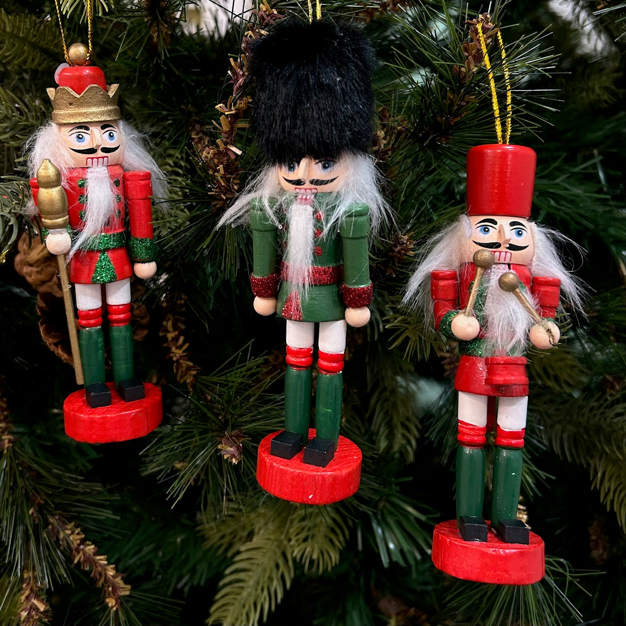 Glitter Nutcracker Ornaments - Set of 3