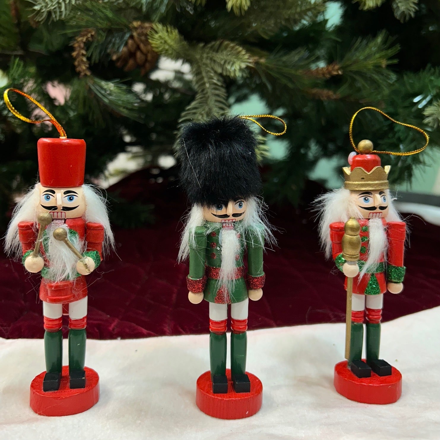 Glitter Nutcracker Ornaments - Set of 3