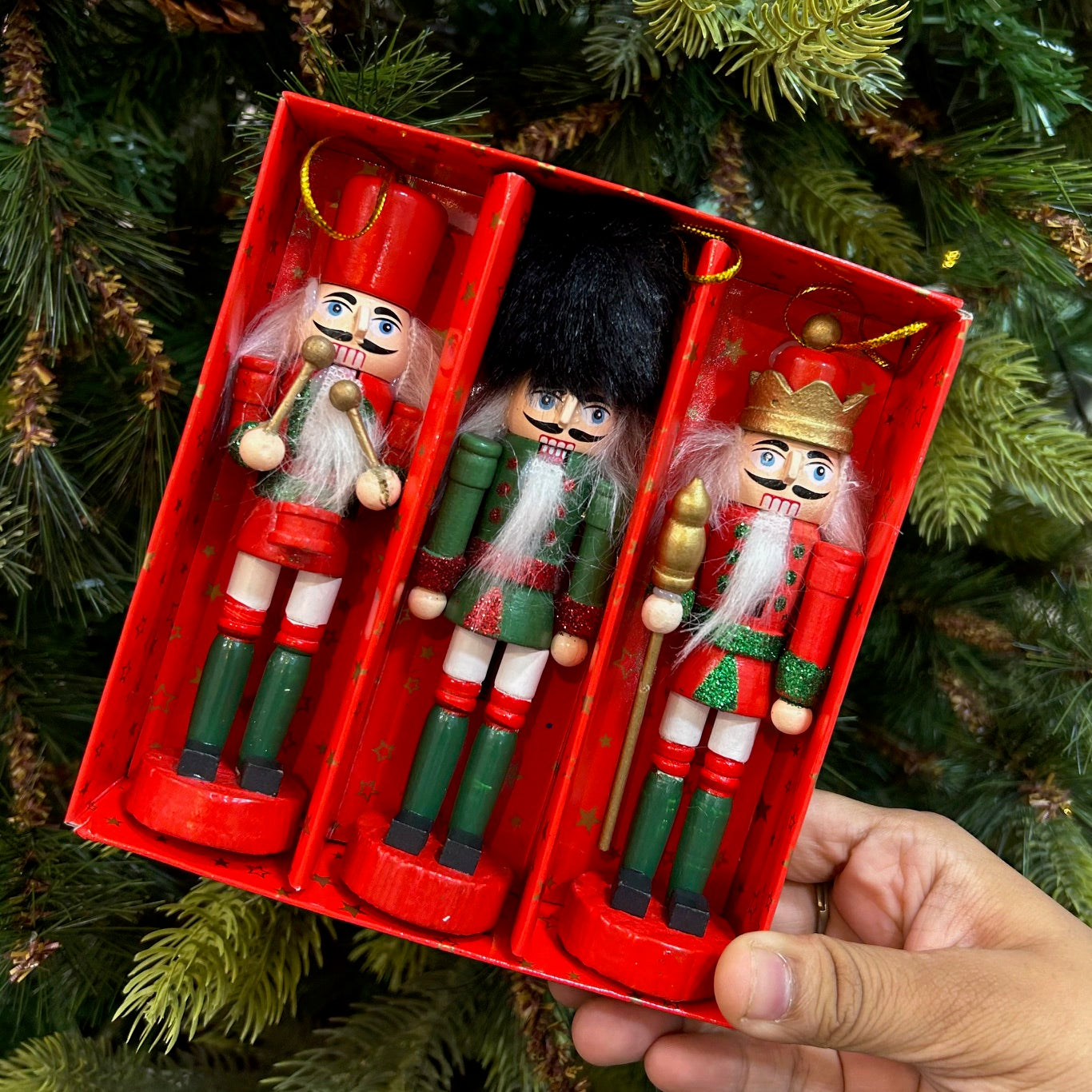 Glitter Nutcracker Ornaments - Set of 3