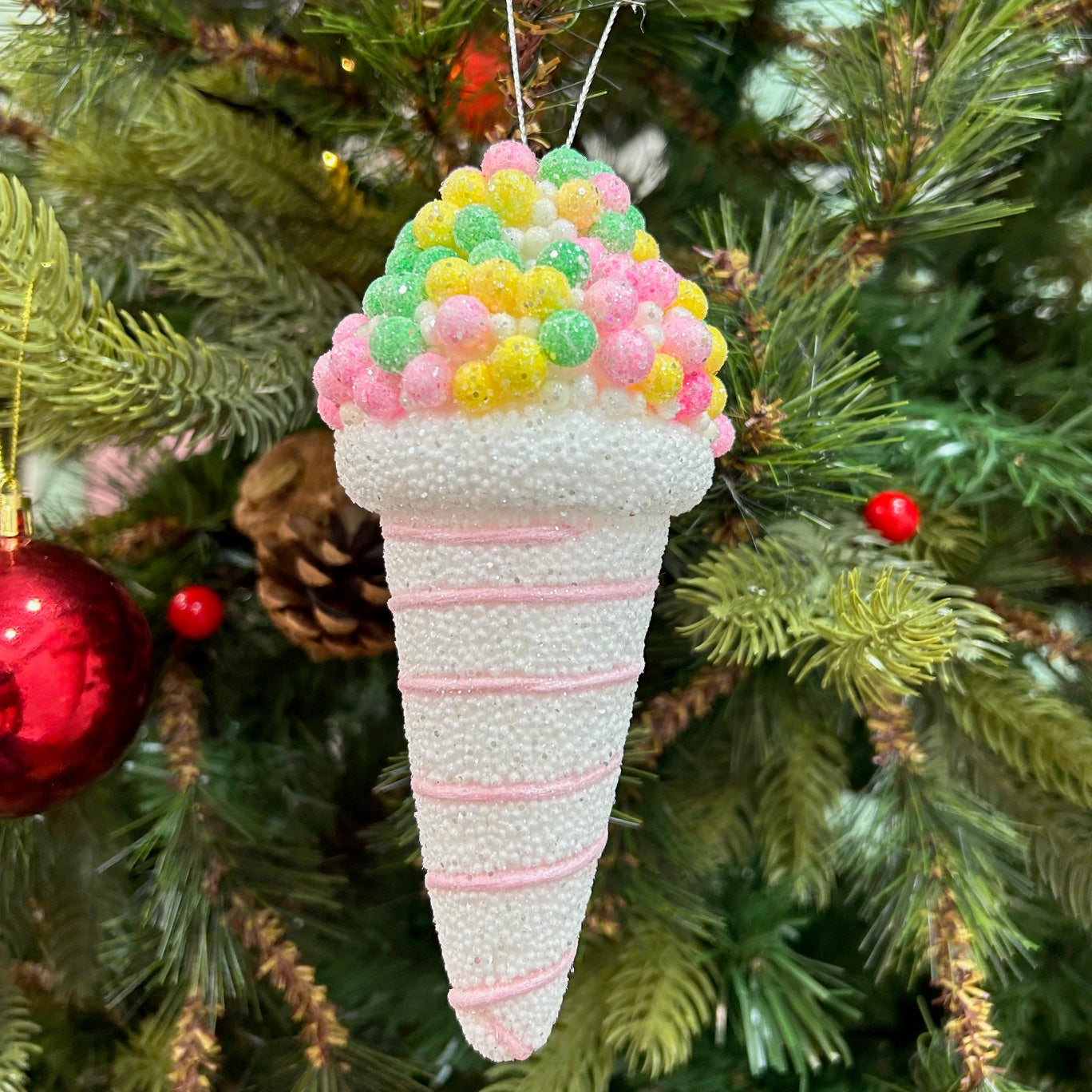 Colorful Sprinkle Swirl IceCream Ornament