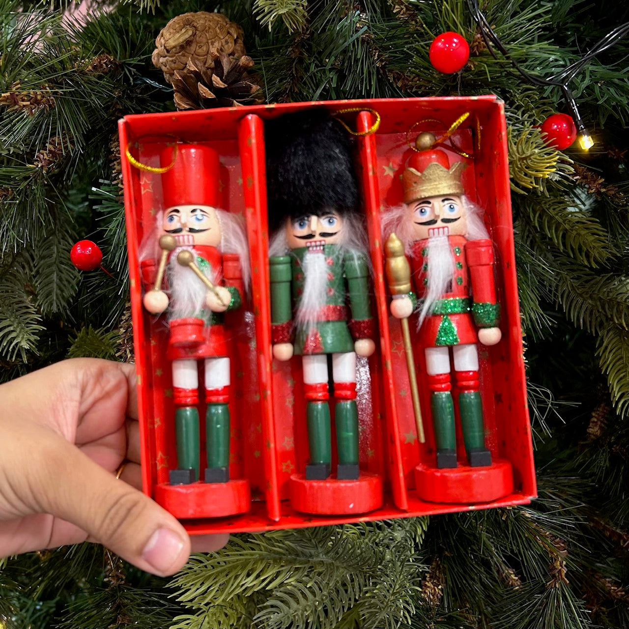 Glitter Nutcracker Ornaments - Set of 3