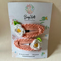 Handmade Crochet 4 Petal Flower Clips Peach/White