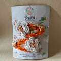 Handmade Crochet Floral Clips Shaded Orange/White